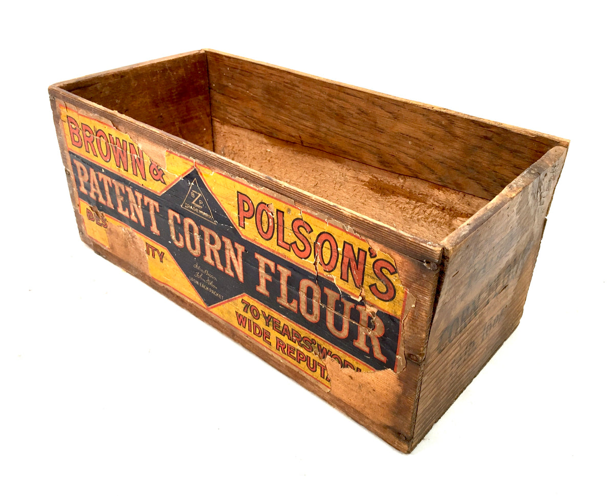 Antique Advertising - Brown &amp; Polson's Corn Flour Wooden Shop Display Box Crate