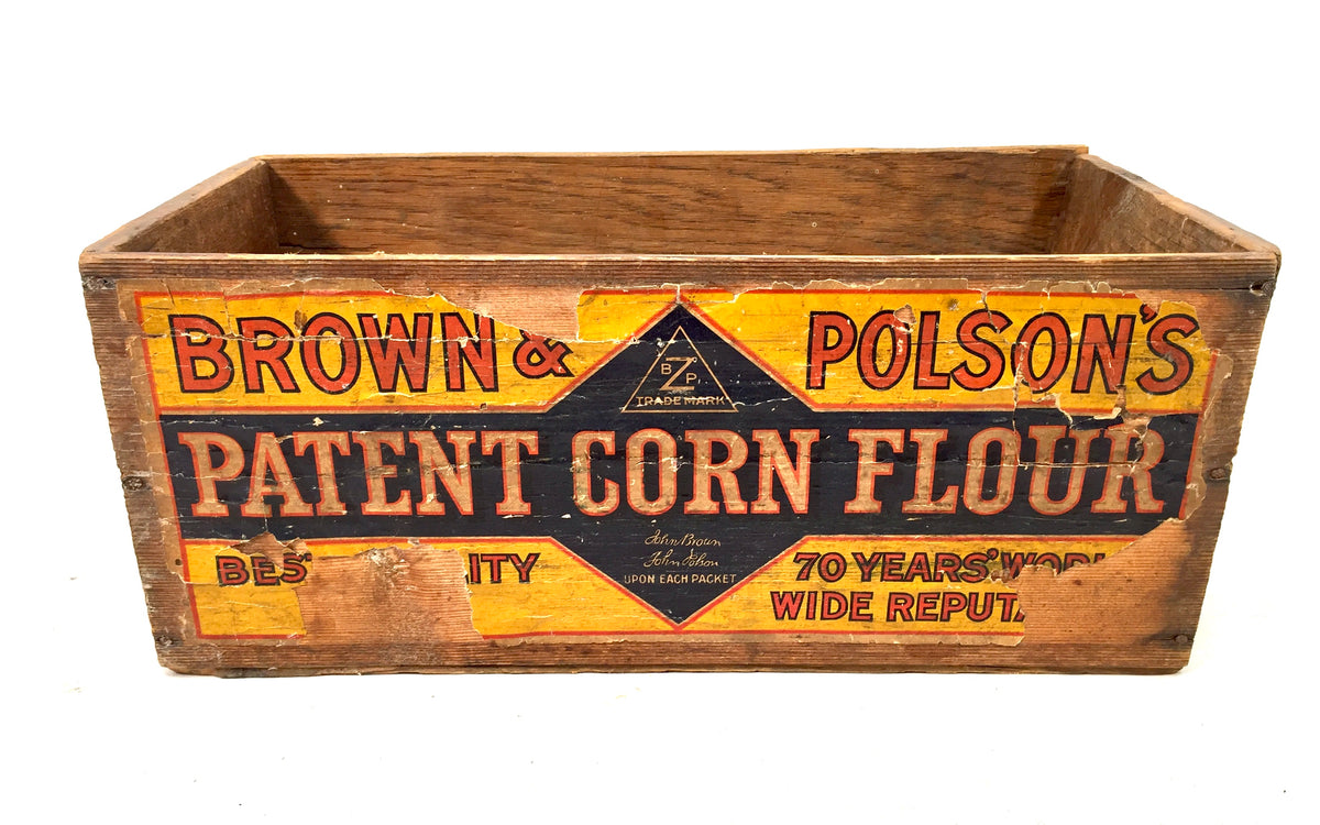 Antique Advertising - Brown &amp; Polson's Corn Flour Wooden Shop Display Box Crate