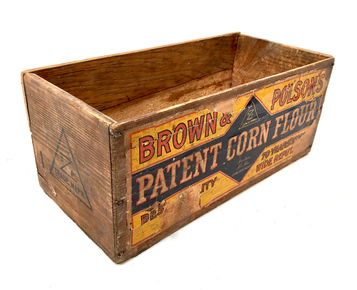 Antique Advertising - Brown &amp; Polson's Corn Flour Wooden Shop Display Box Crate