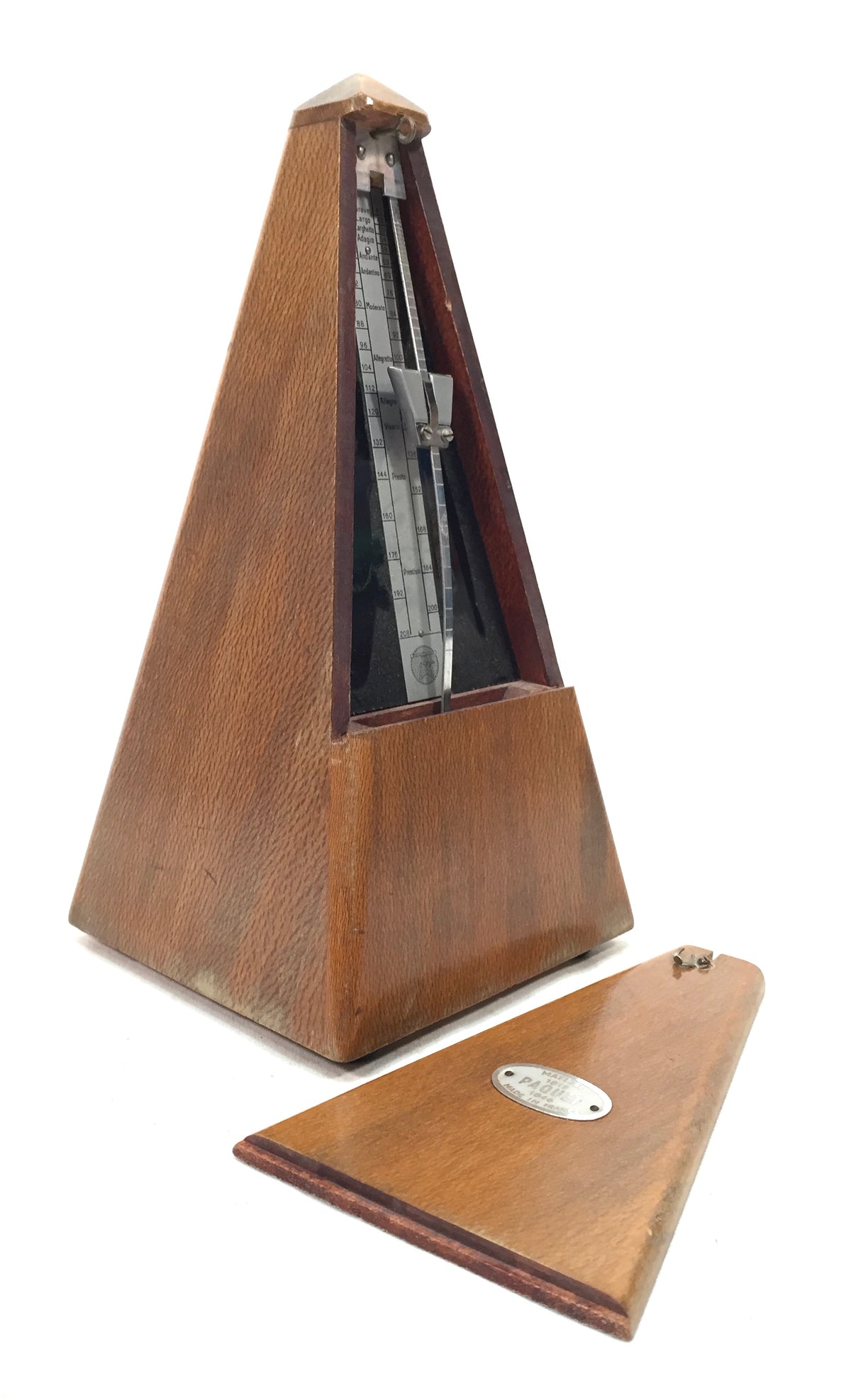 Vintage Working Maelzel Paquet Pyramid Metronome France / Wooden Music Timer