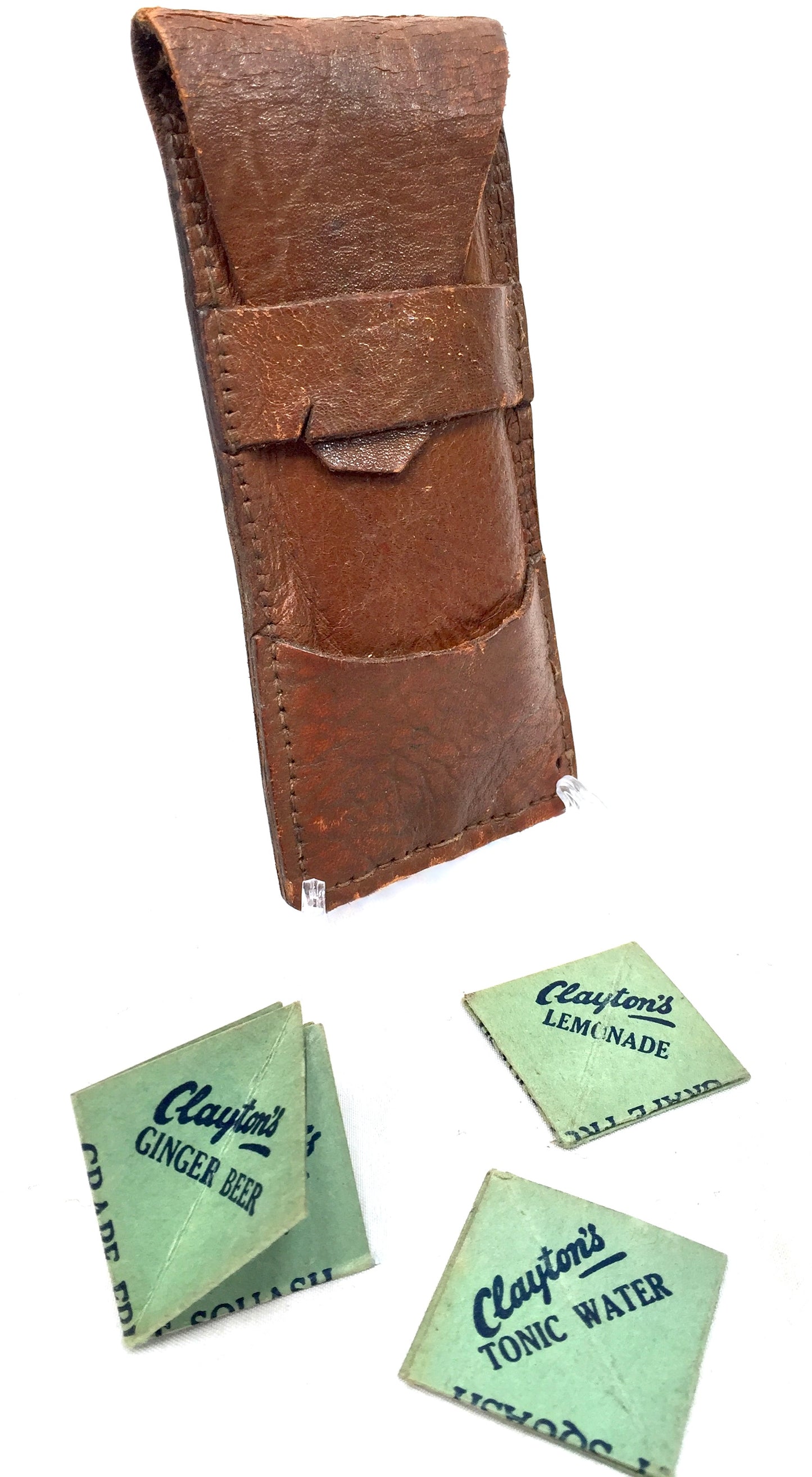 Antique Darts with Advertising Clayton's Drinks Flights & Leather Case c1950