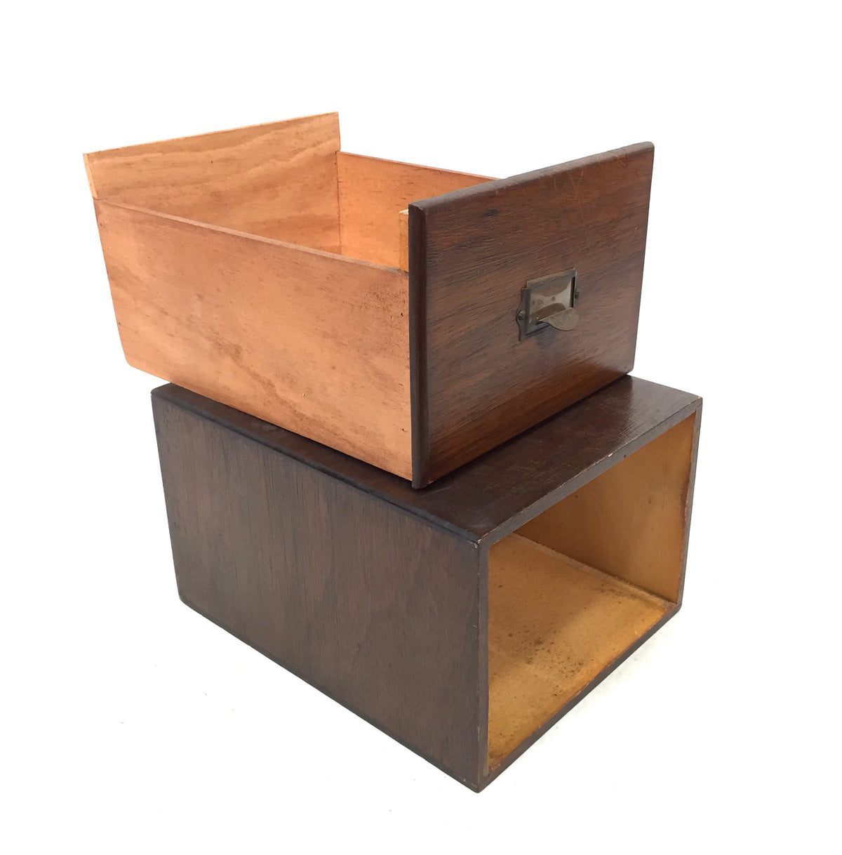 Antique Wooden Desktop Oak Stationery Index Filing Card Drawer / Cabinet / Box
