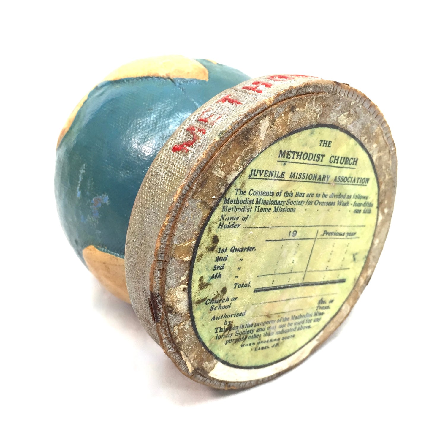 Antique Papier Mâché Methodist Church Missionary Collection Offering Box c.1950