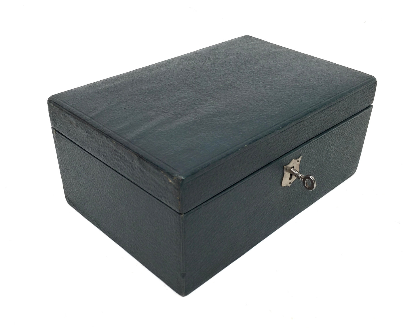 Antique Edwardian Leather Jewellery / Trinket Box with Key & Working Lock (c.1910)