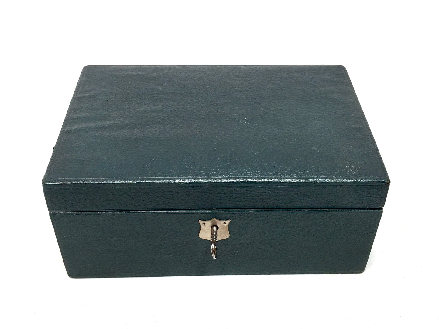Antique Edwardian Leather Jewellery / Trinket Box with Key & Working Lock (c.1910)