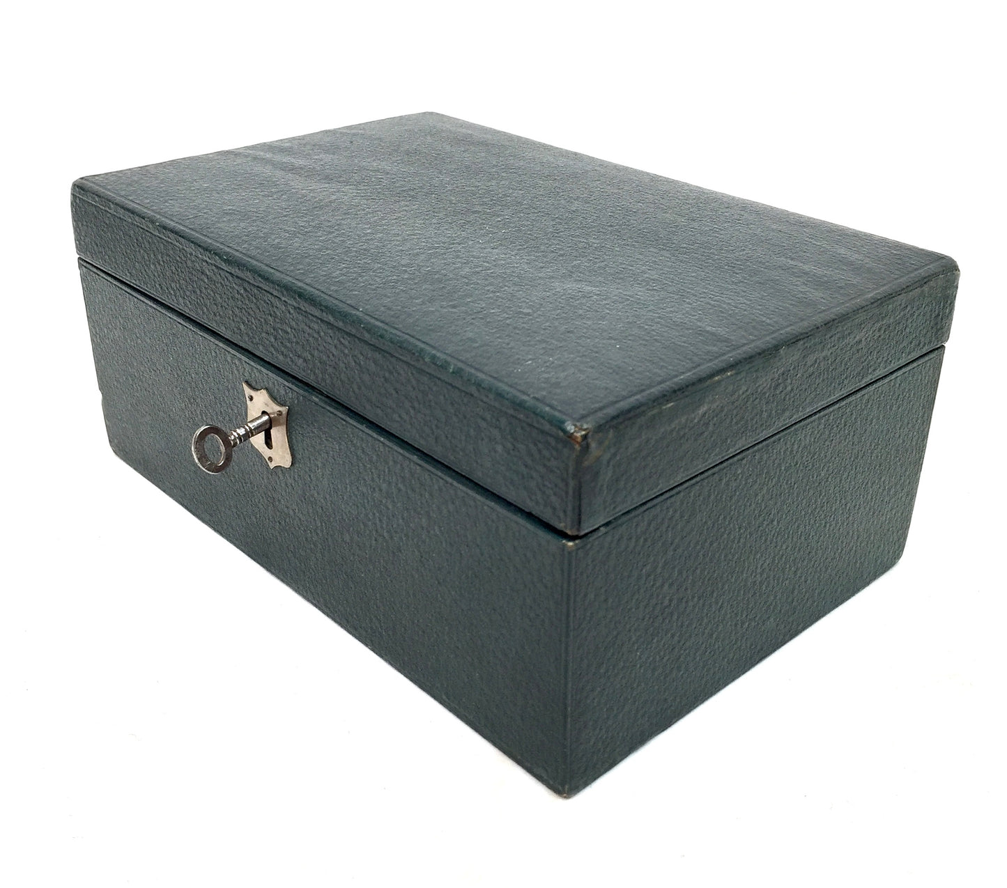 Antique Edwardian Leather Jewellery / Trinket Box with Key & Working Lock (c.1910)