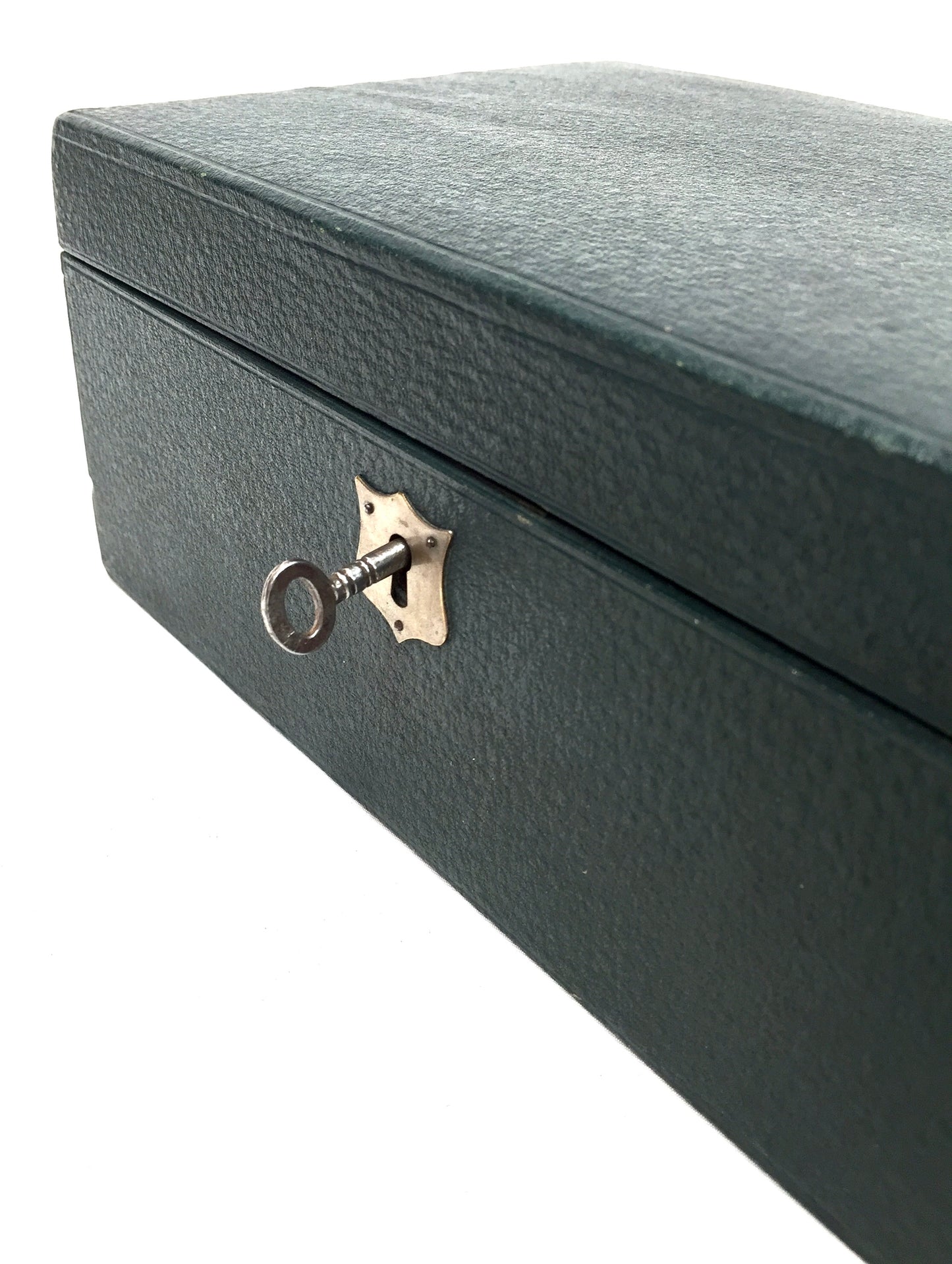 Antique Edwardian Leather Jewellery / Trinket Box with Key & Working Lock (c.1910)