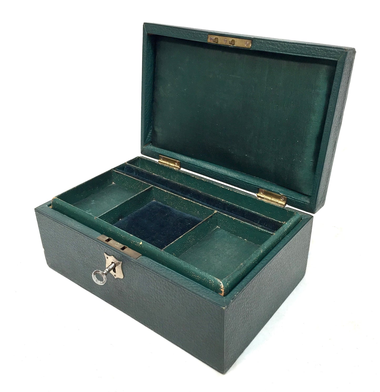 Antique Edwardian Leather Jewellery / Trinket Box with Key & Working Lock (c.1910)