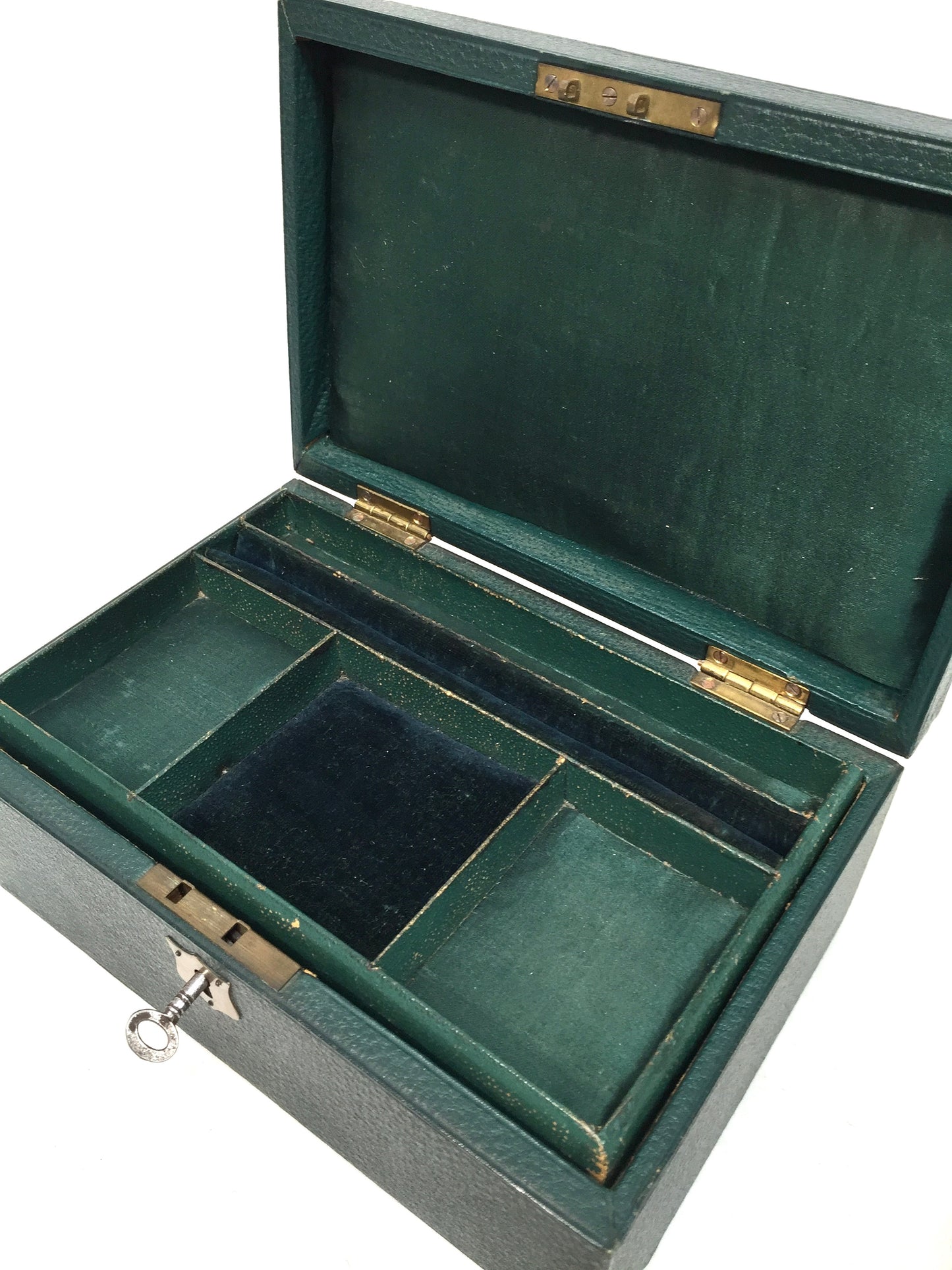 Antique Edwardian Leather Jewellery / Trinket Box with Key & Working Lock (c.1910)