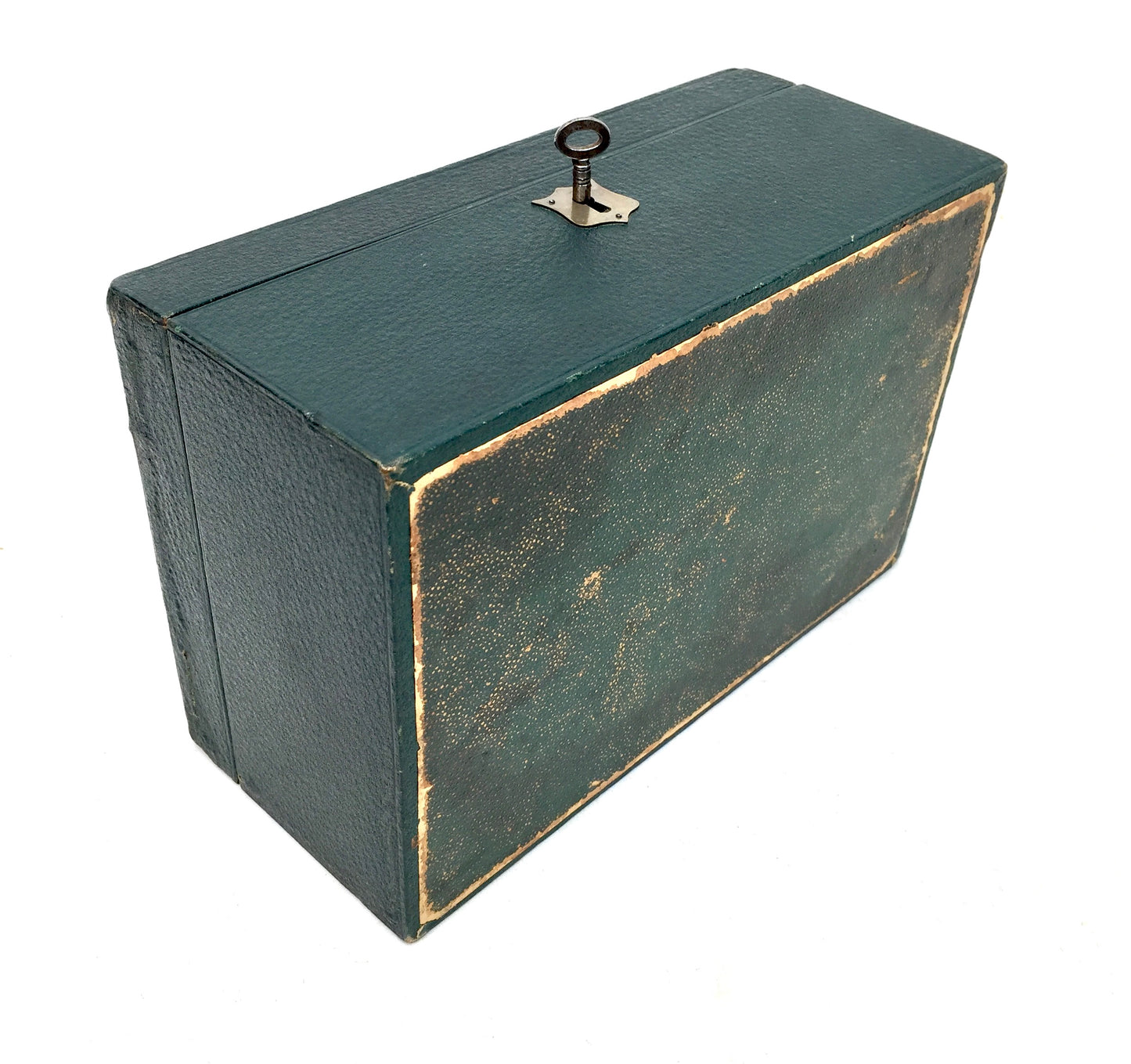 Antique Edwardian Leather Jewellery / Trinket Box with Key & Working Lock (c.1910)