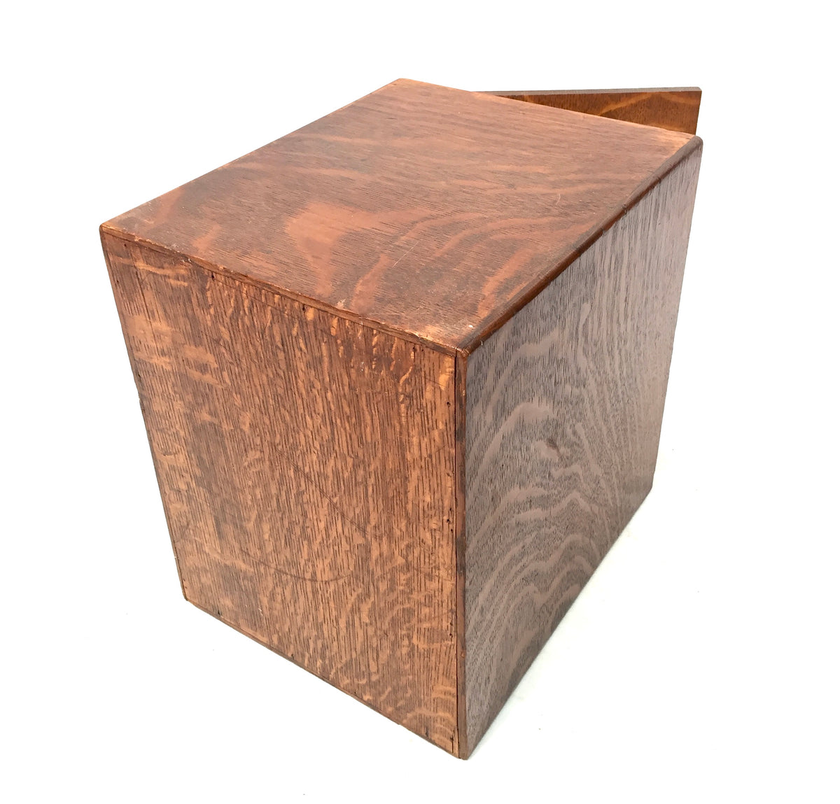 Antique Wooden Oak & Copper Tabletop Cupboard Storage Cabinet Box & Key c.1900