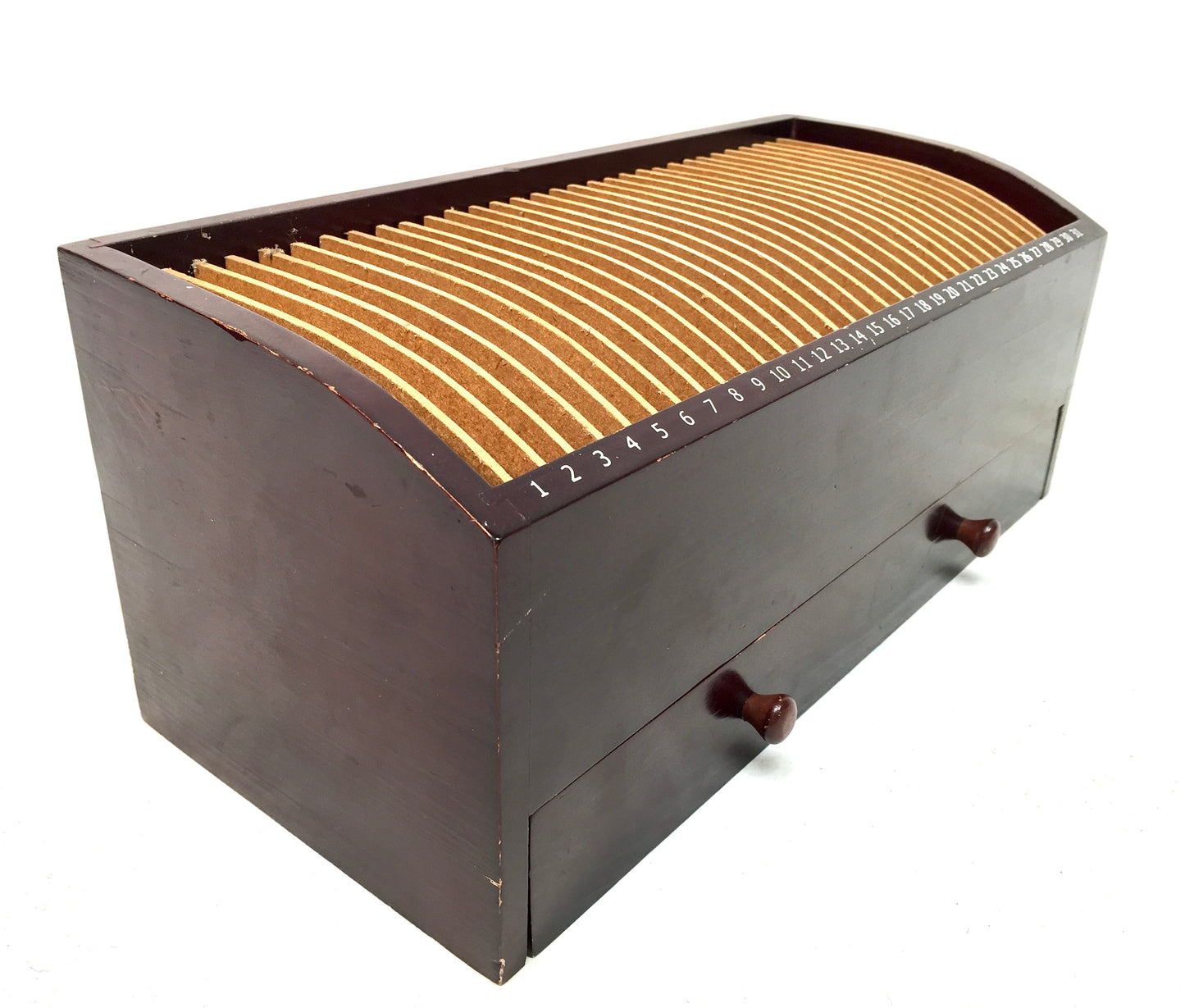 Vintage Wooden 1-31 Numbered Desktop Organiser Filing Box Letter Rack c.1950