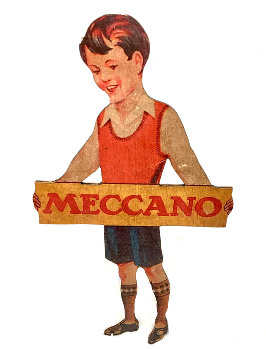 Vintage Advertising - Meccano Toys Wooden Boy Printed Shop Display Sign