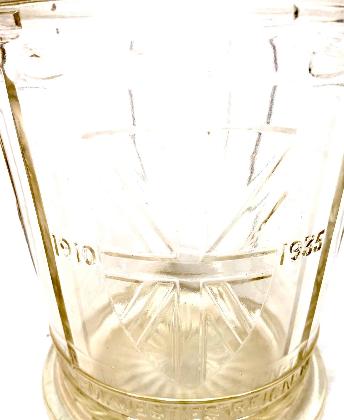 Vintage Glass Silver Jubilee George V Commemorative Jar Biscuit Barrel c.1935