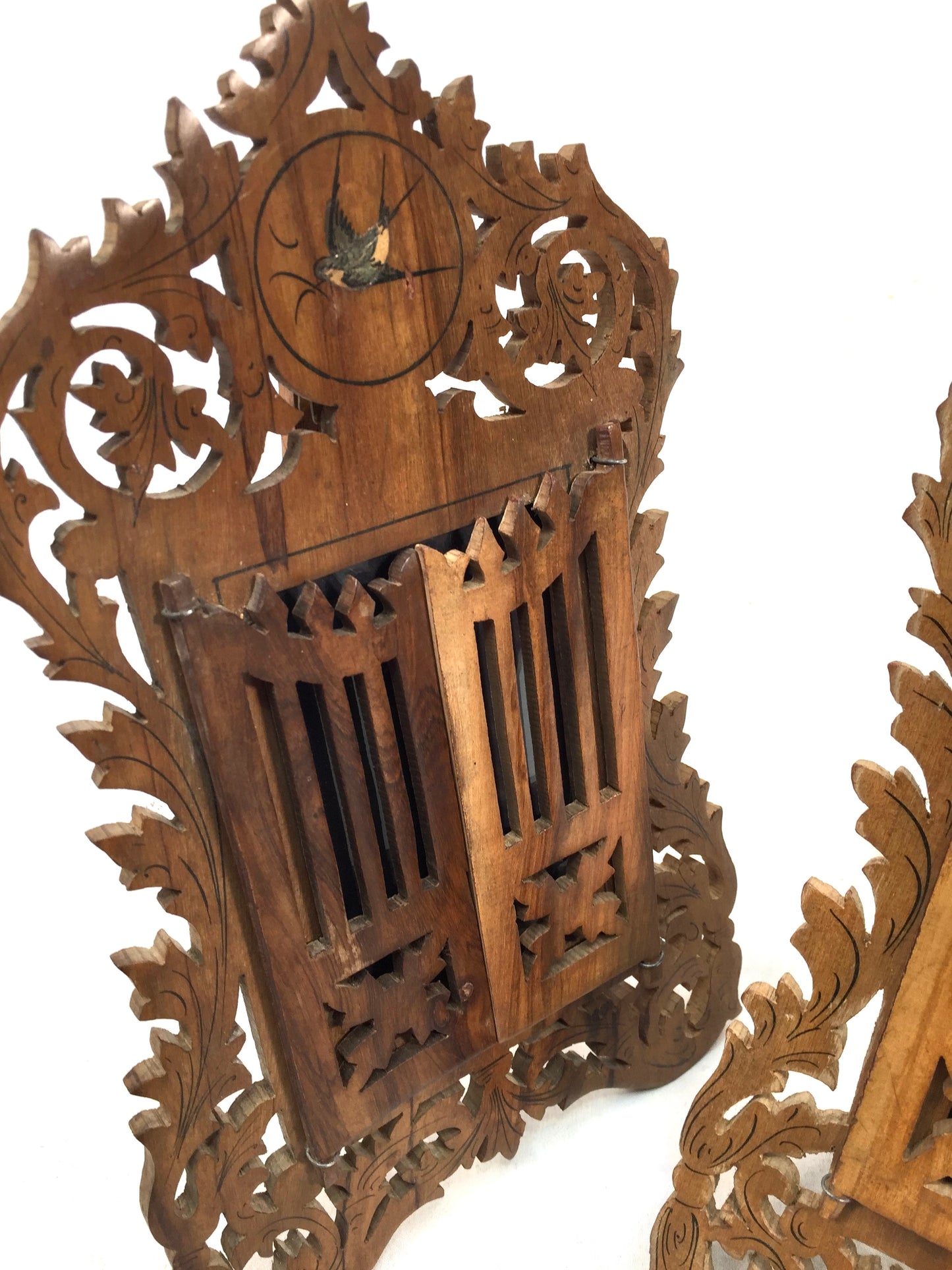 Antique Pair of Italian Olive Fruitwood Carved Photo Frames / Photography Frames