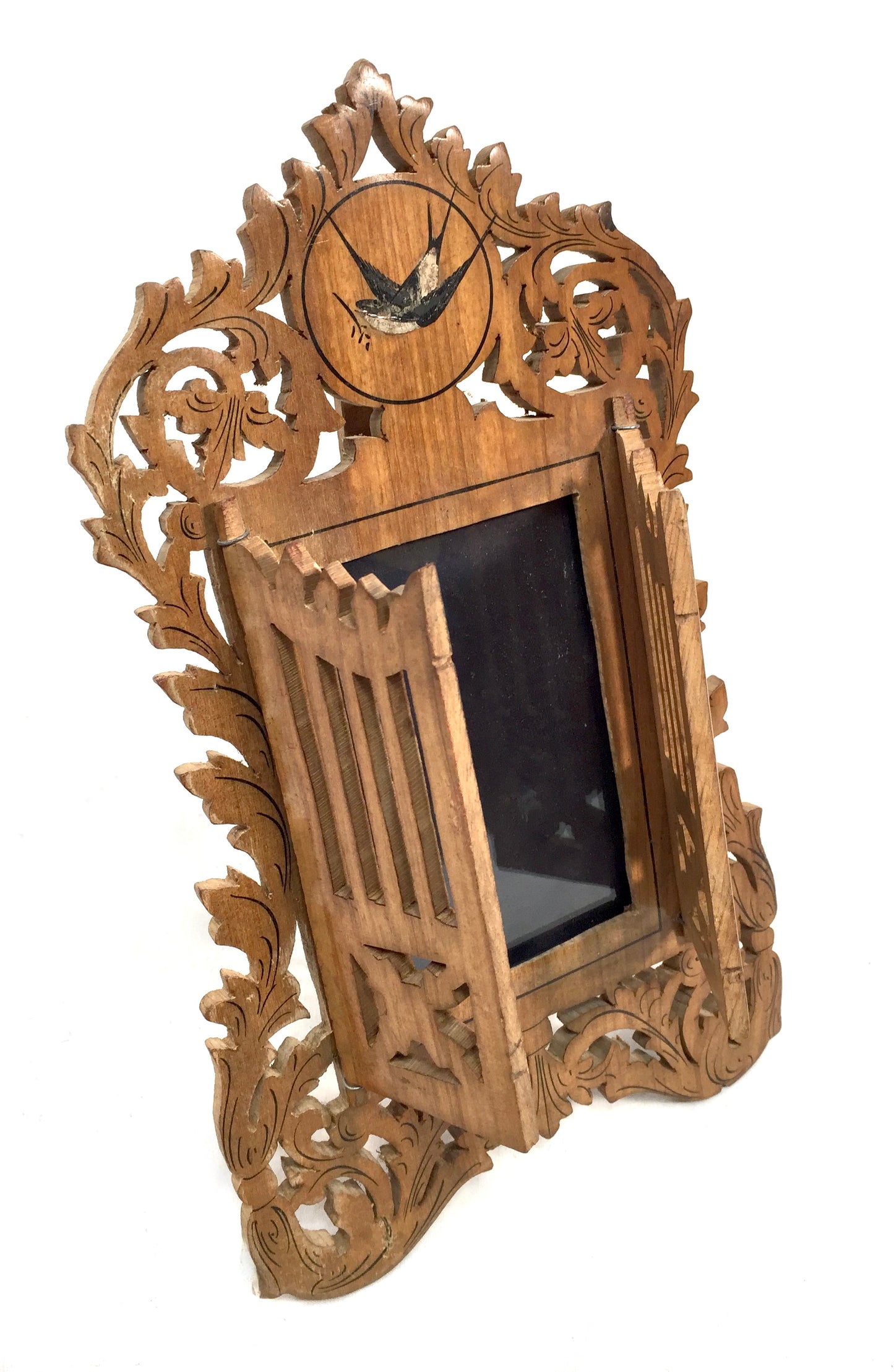 Antique Pair of Italian Olive Fruitwood Carved Photo Frames / Photography Frames