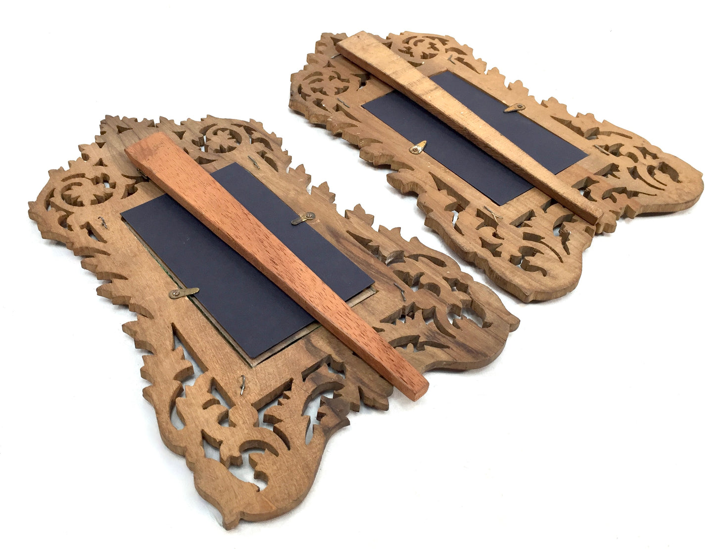 Antique Pair of Italian Olive Fruitwood Carved Photo Frames / Photography Frames