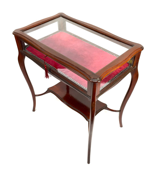 Antique Edwardian Mahogany Wood Bijouterie Display Table & Storage Cabinet c1910