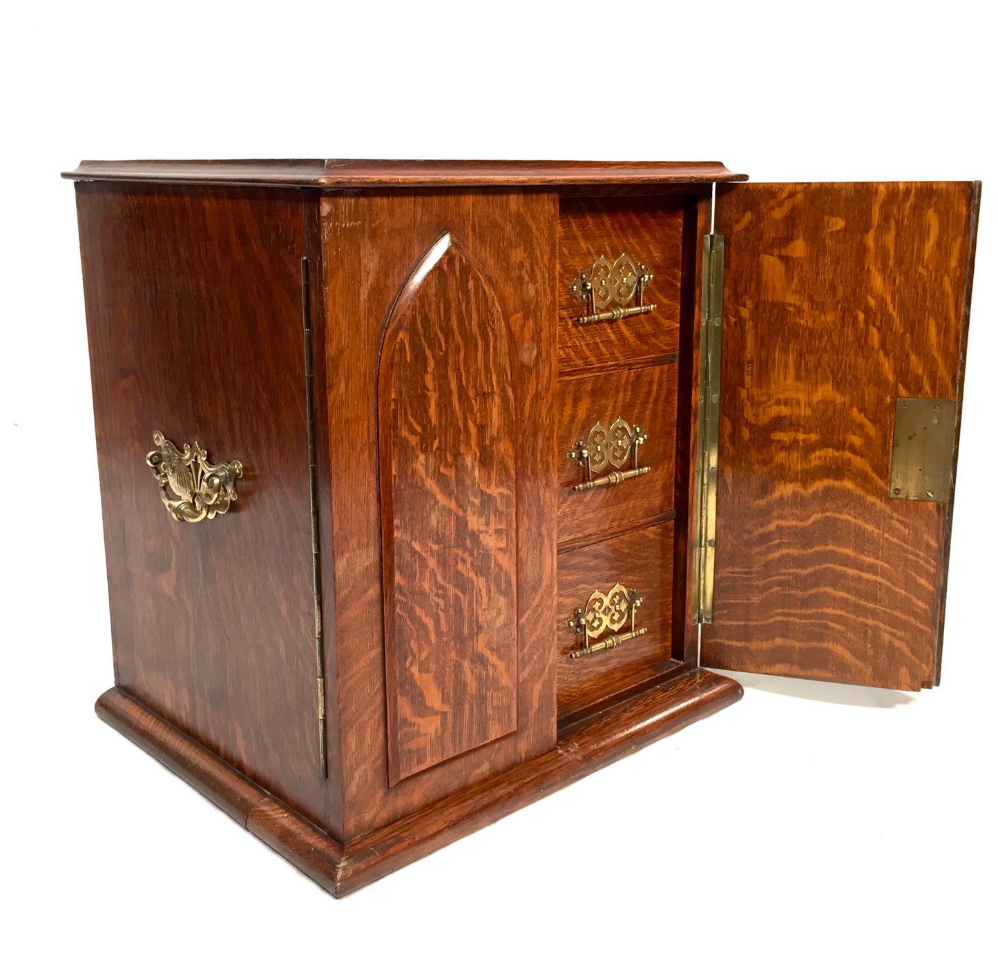 Antique Victorian Wooden Oak Tabletop Collectors Cabinet Chest of Drawers / Box