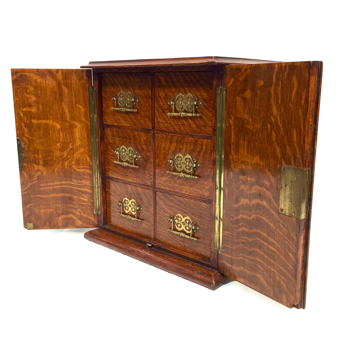 Antique Victorian Wooden Oak Tabletop Collectors Cabinet Chest of Drawers / Box