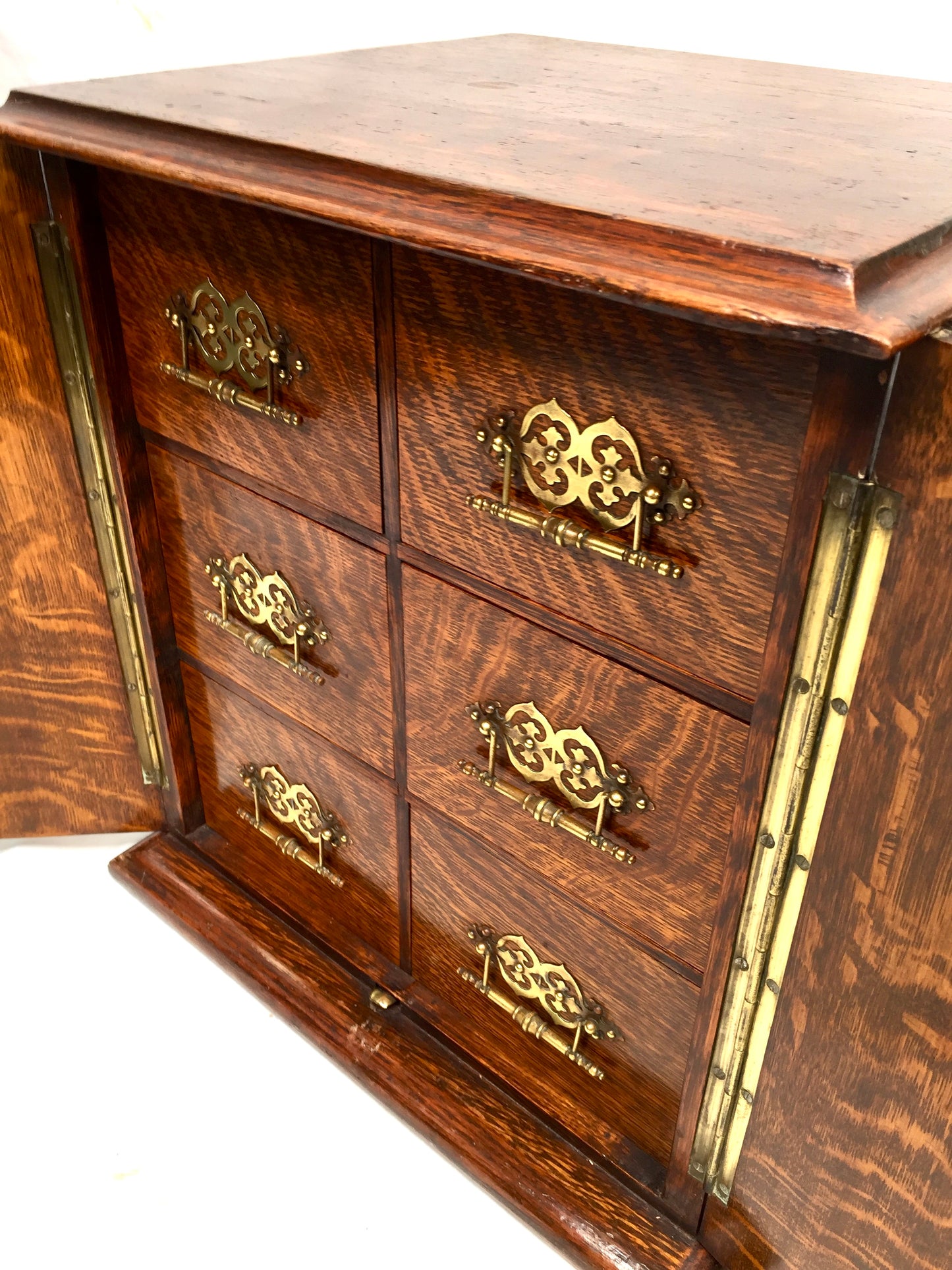 Antique Victorian Wooden Oak Tabletop Collectors Cabinet Chest of Drawers / Box