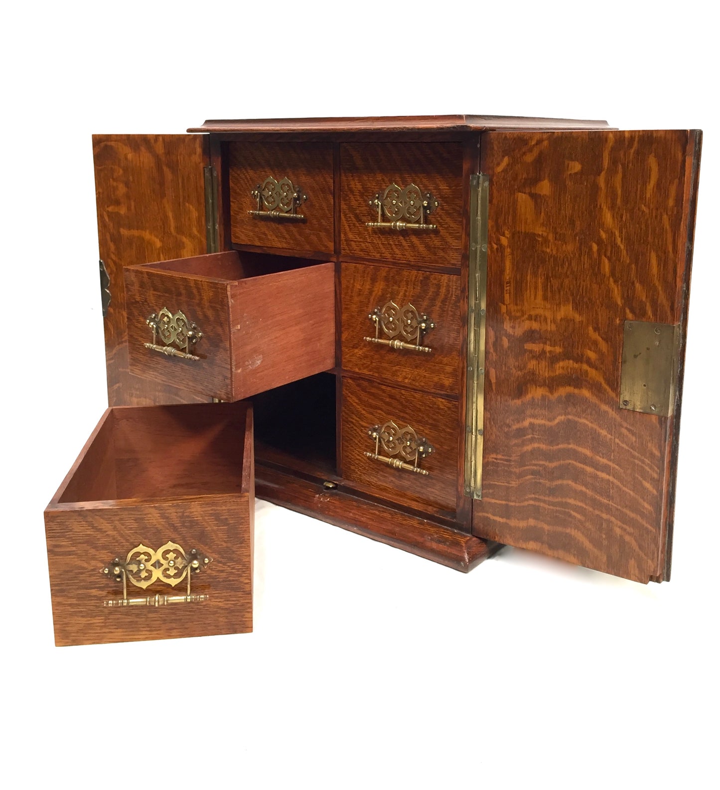 Antique Victorian Wooden Oak Tabletop Collectors Cabinet Chest of Drawers / Box