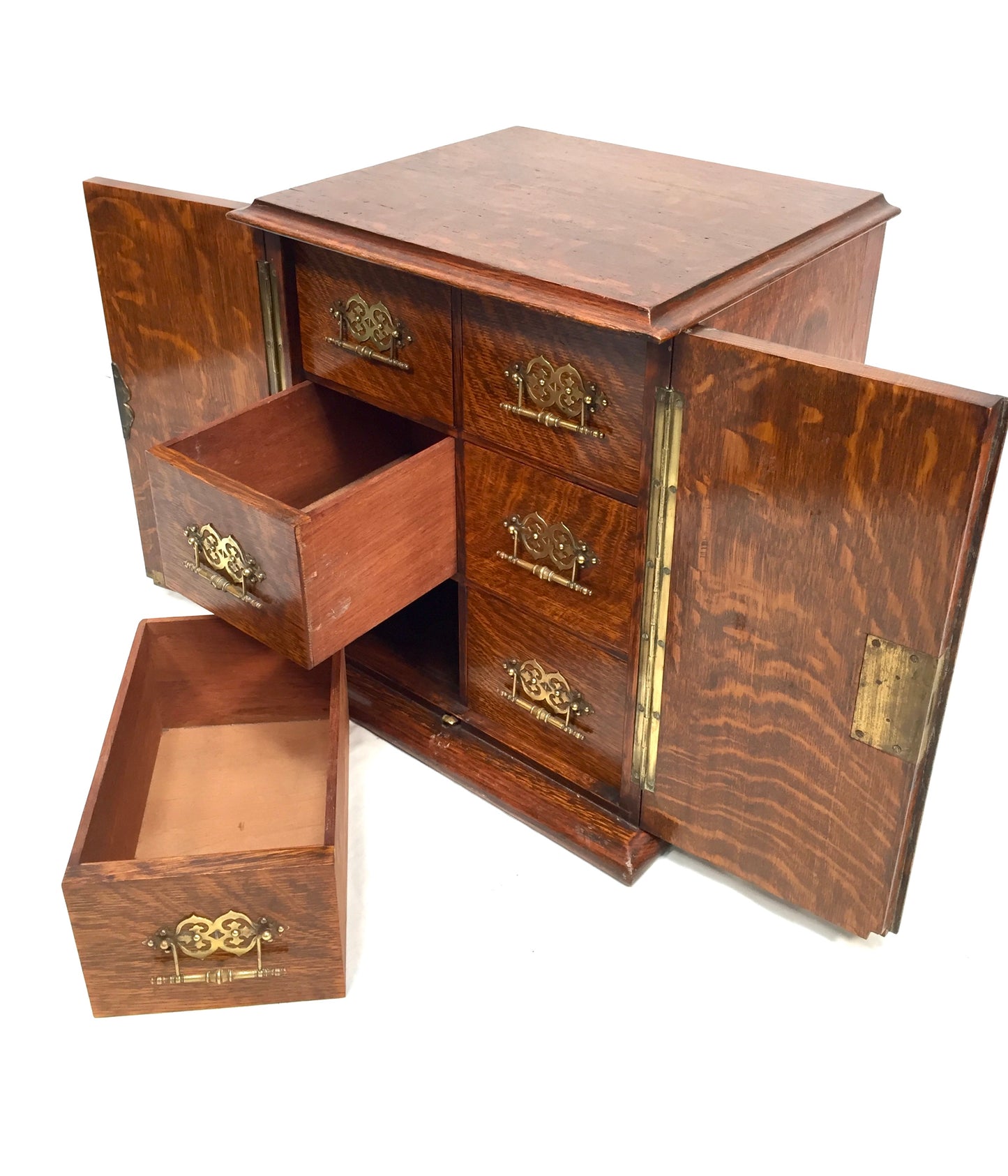 Antique Victorian Wooden Oak Tabletop Collectors Cabinet Chest of Drawers / Box