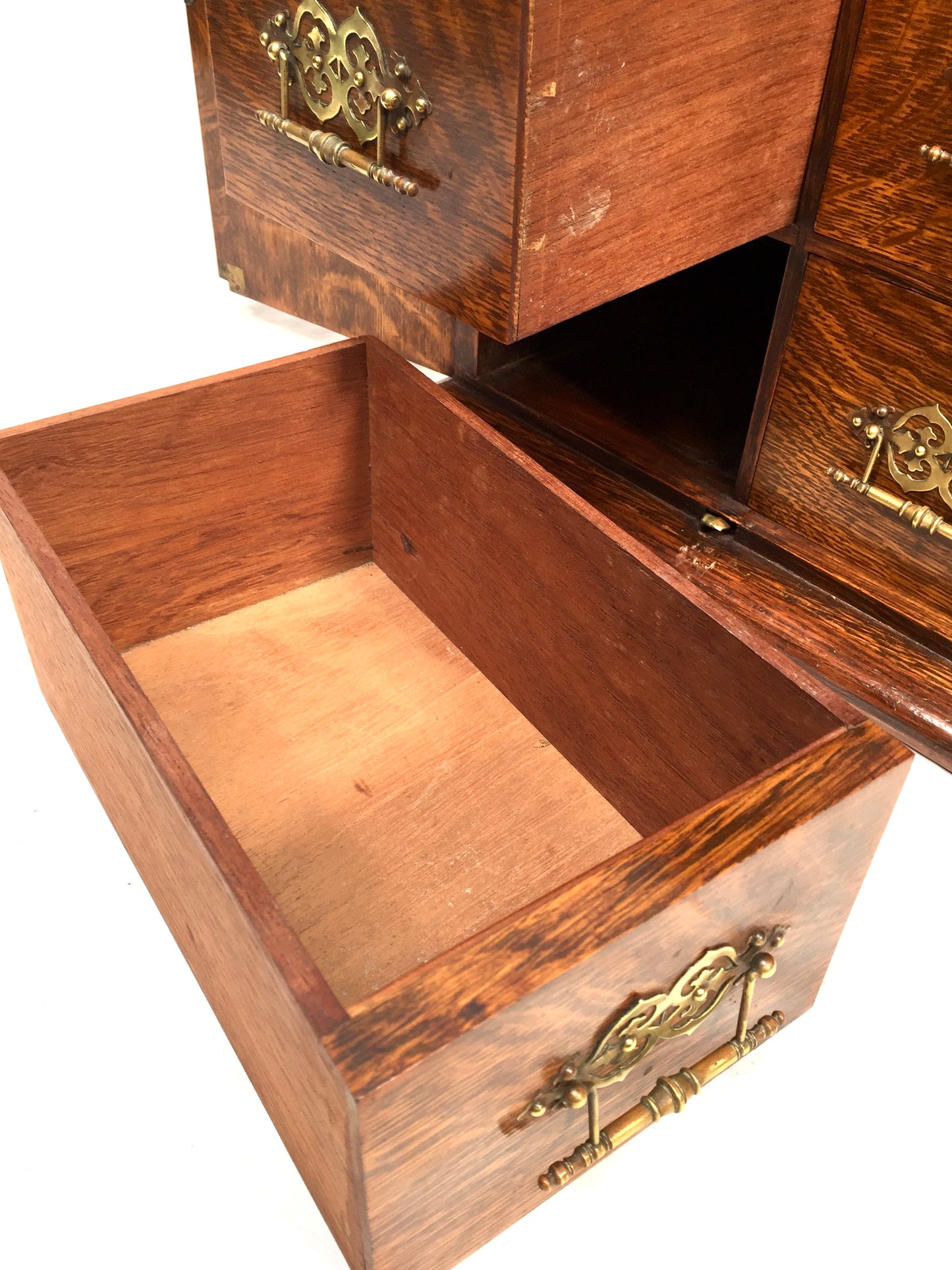 Antique Victorian Wooden Oak Tabletop Collectors Cabinet Chest of Drawers / Box