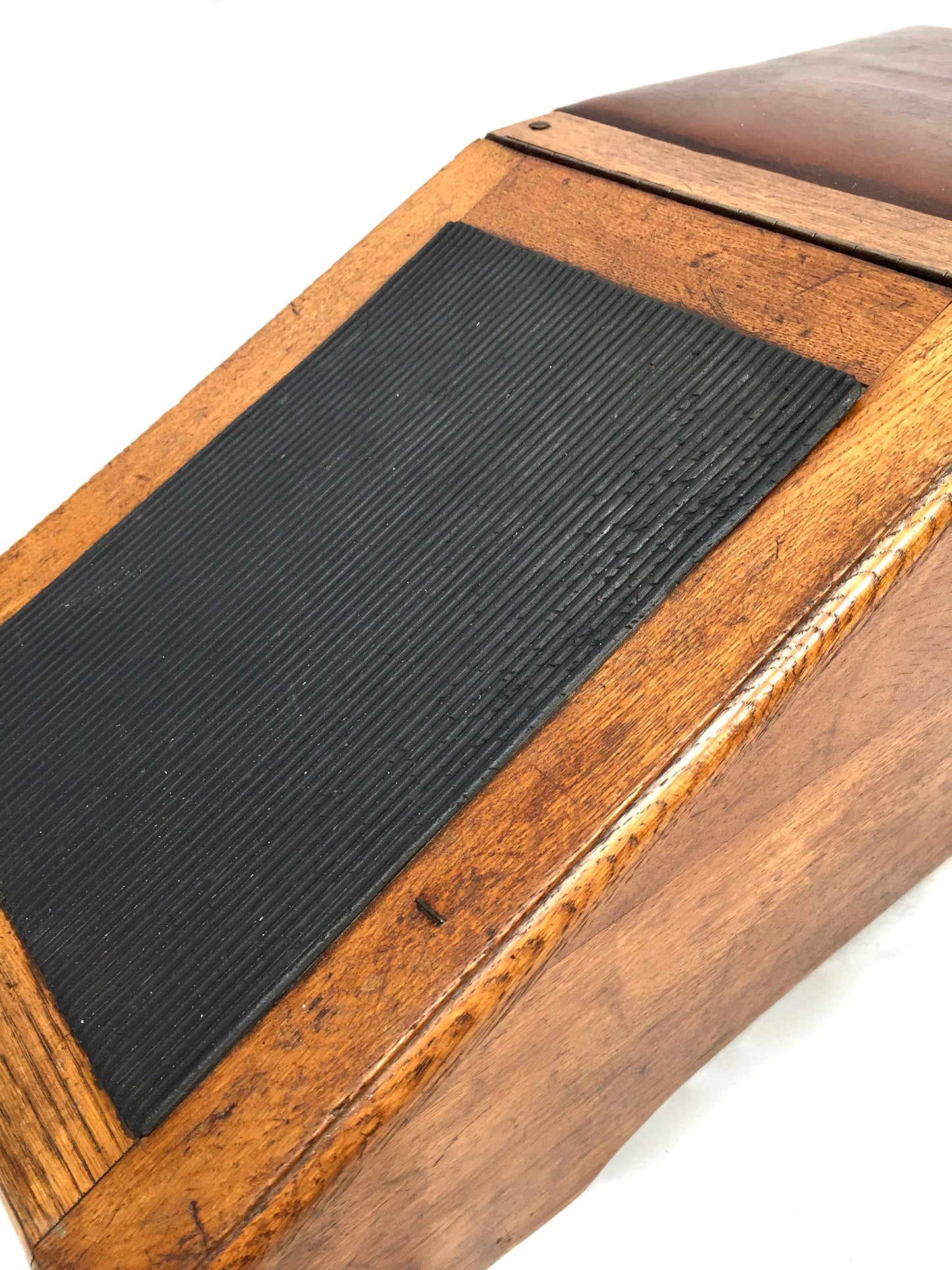 Antique Wooden Oak 1930s Shoe Shine / Shop Used Try On Seat / Box with Mirror