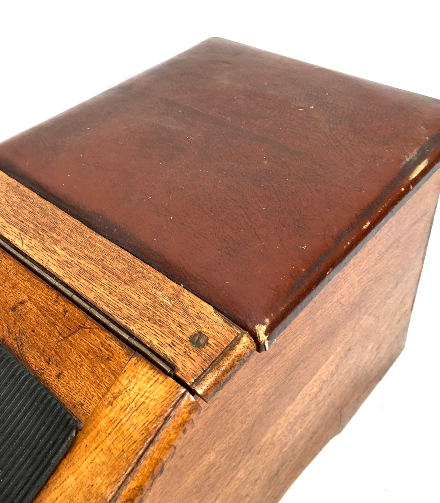 Antique Wooden Oak 1930s Shoe Shine / Shop Used Try On Seat / Box with Mirror