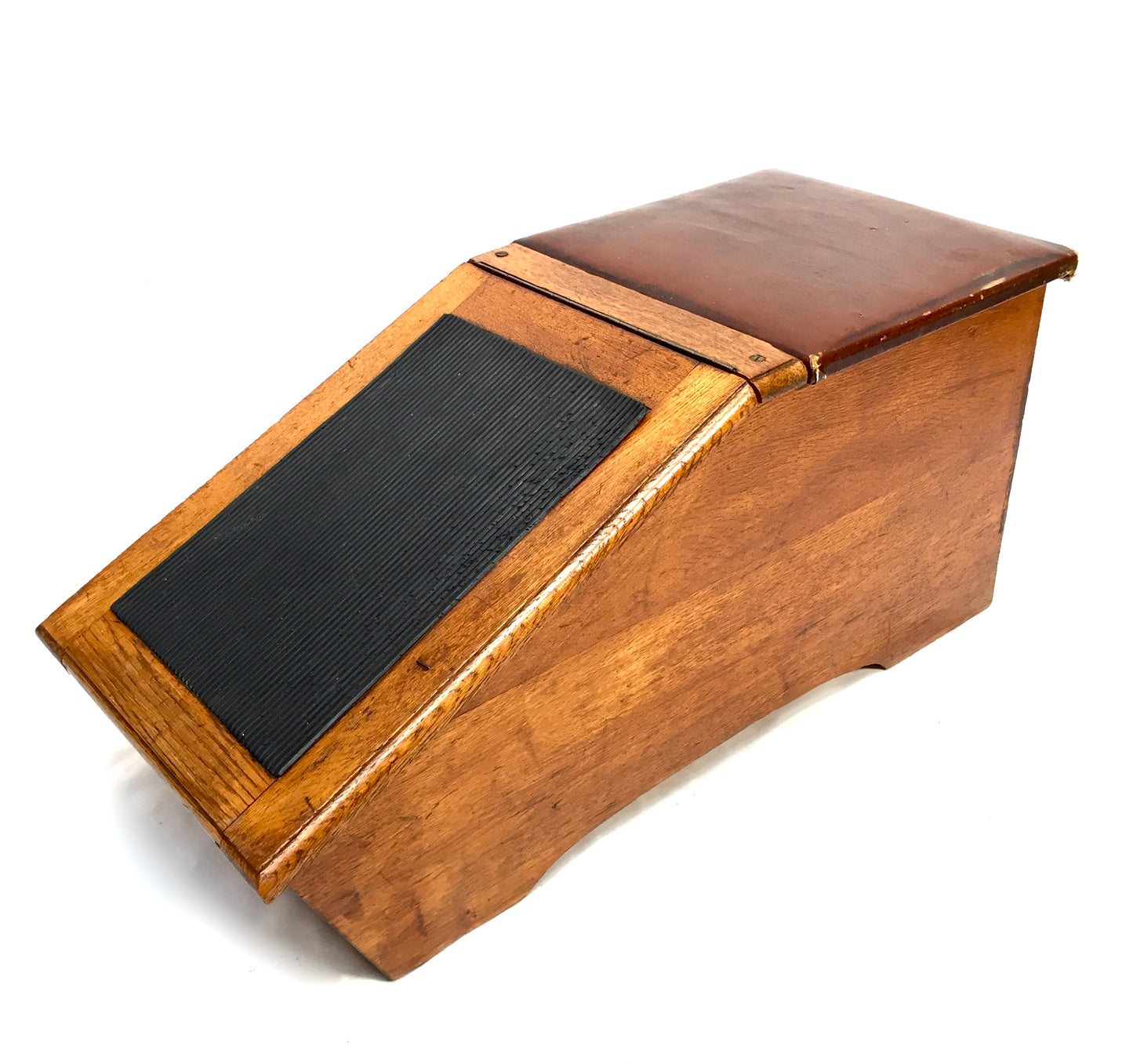 Antique Wooden Oak 1930s Shoe Shine / Shop Used Try On Seat / Box with Mirror