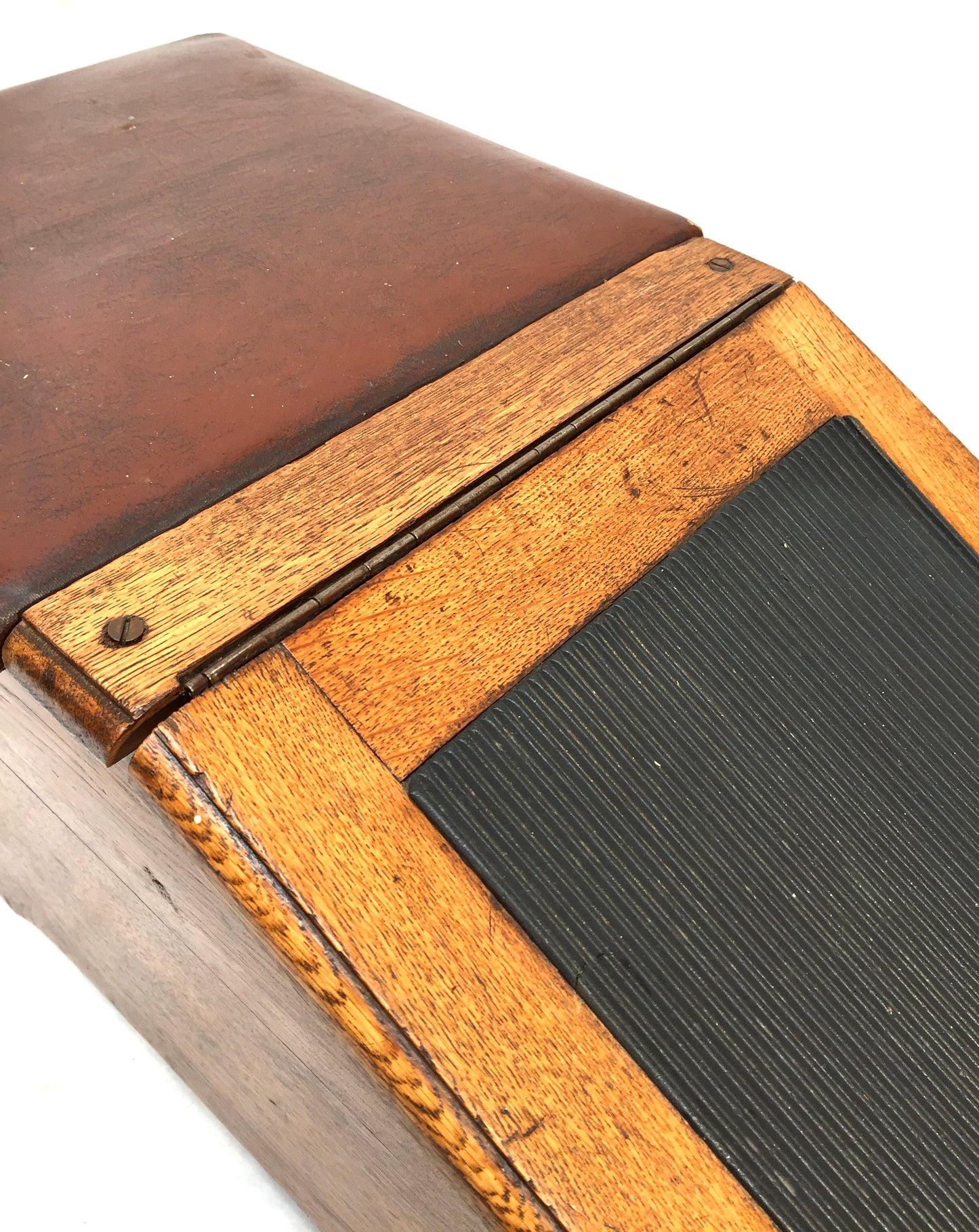 Antique Wooden Oak 1930s Shoe Shine / Shop Used Try On Seat / Box with Mirror