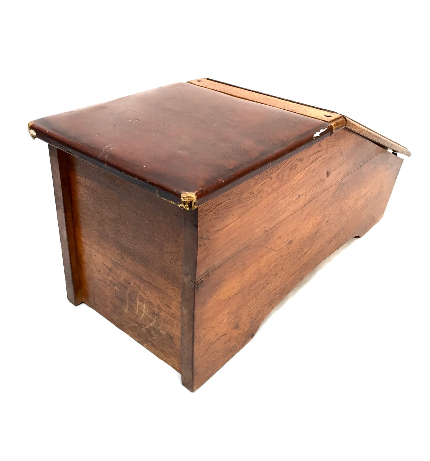 Antique Wooden Oak 1930s Shoe Shine / Shop Used Try On Seat / Box with Mirror