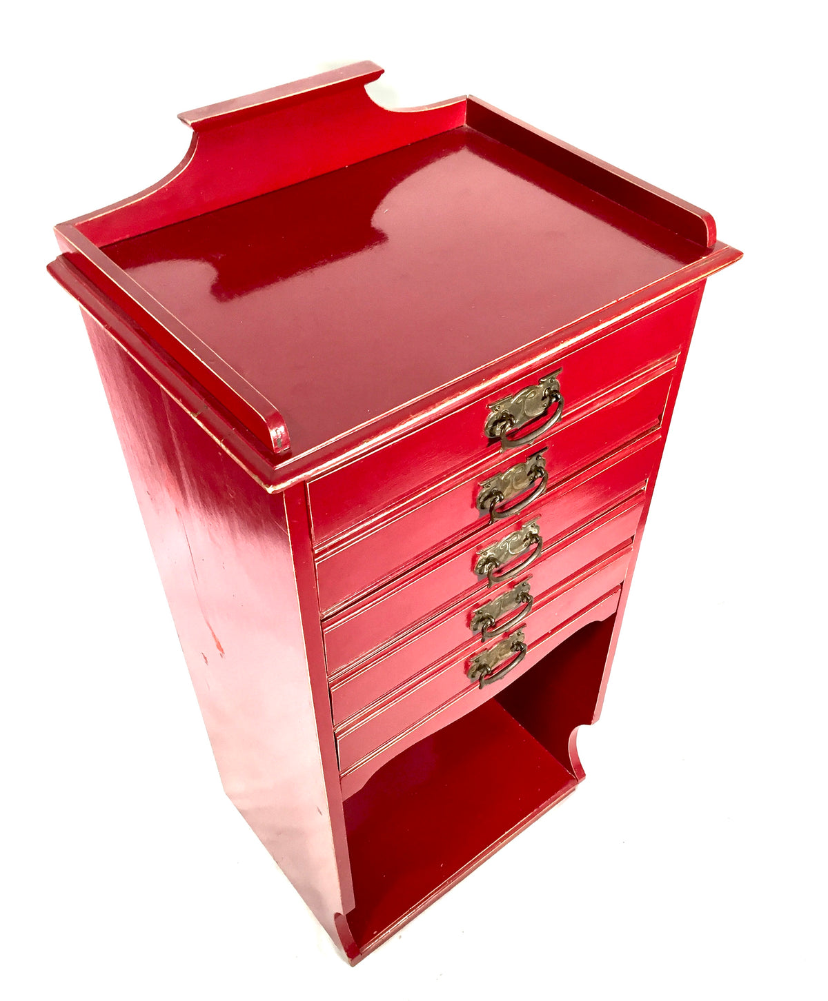 Antique Edwardian Red Painted Music Sheet File Cabinet by P. E. Gane Ltd Bristol