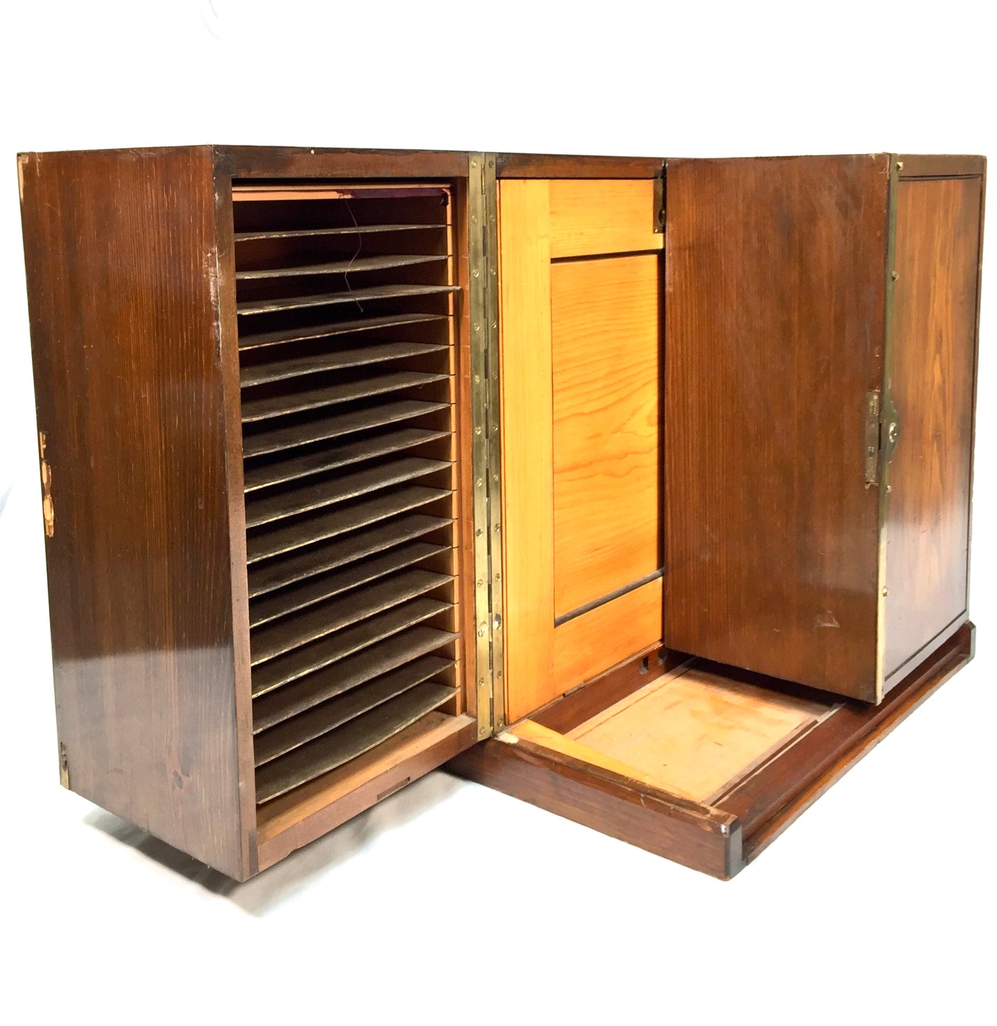 Antique Wooden Tabletop Stationery Cabinet Writing Slope Filing Cabinet Box