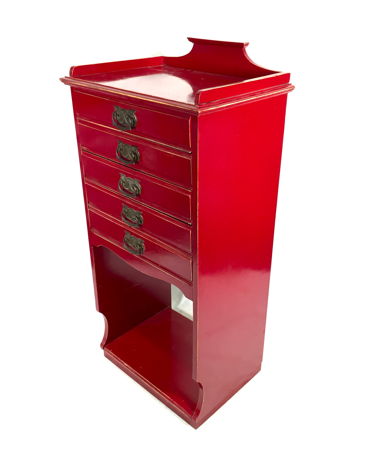 Antique Edwardian Red Painted Music Sheet File Cabinet by P. E. Gane Ltd Bristol