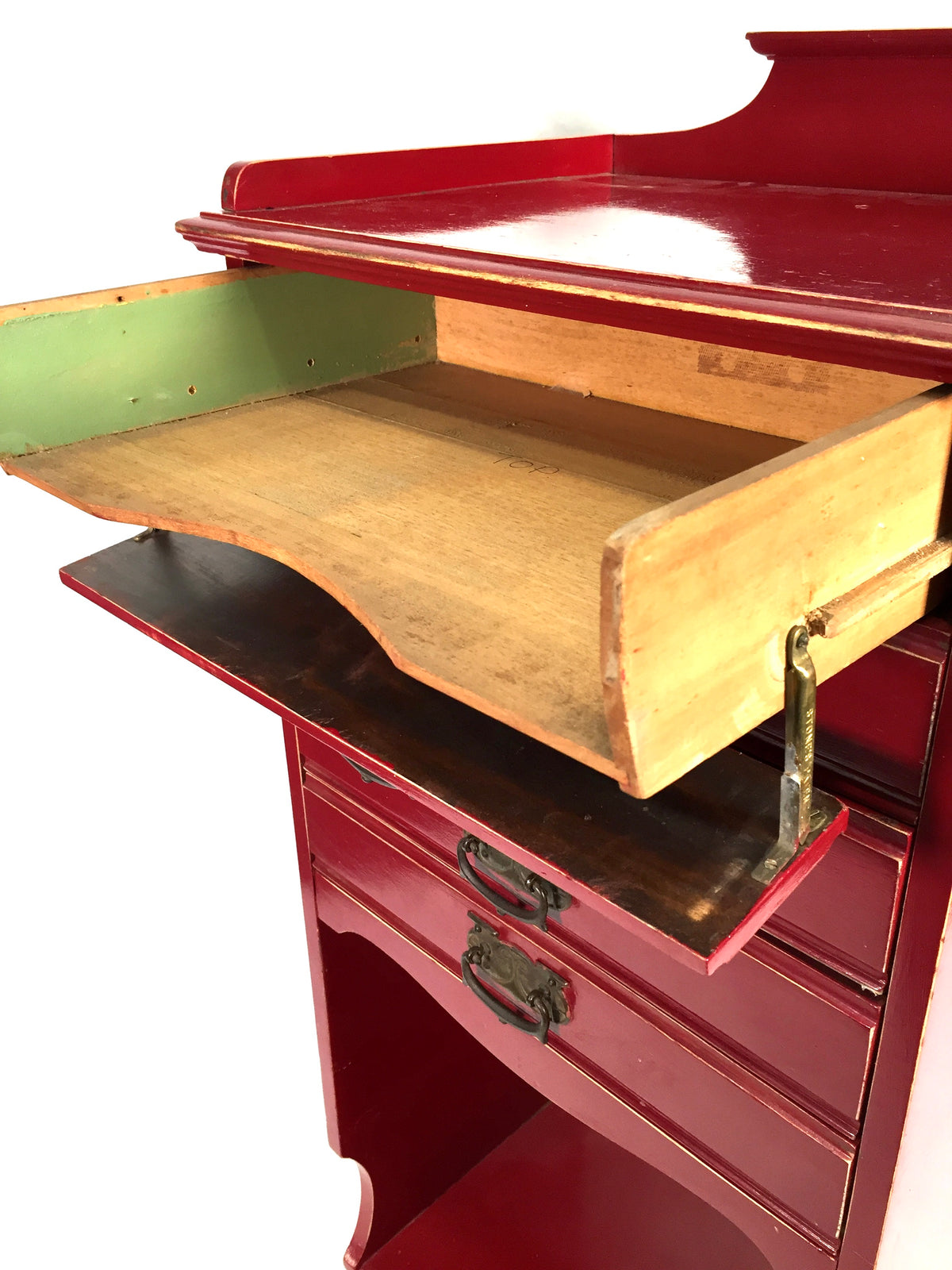 Antique Edwardian Red Painted Music Sheet File Cabinet by P. E. Gane Ltd Bristol