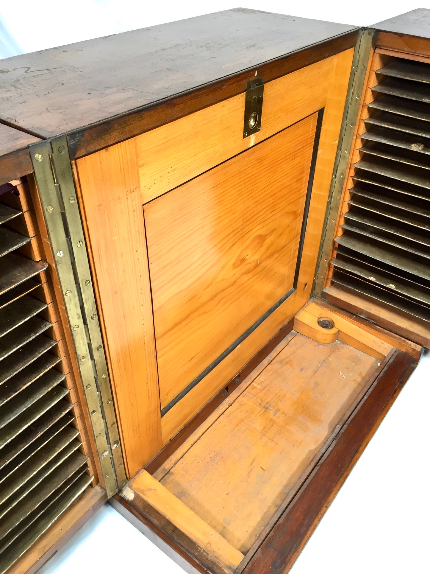 Antique Wooden Tabletop Stationery Cabinet Writing Slope Filing Cabinet Box