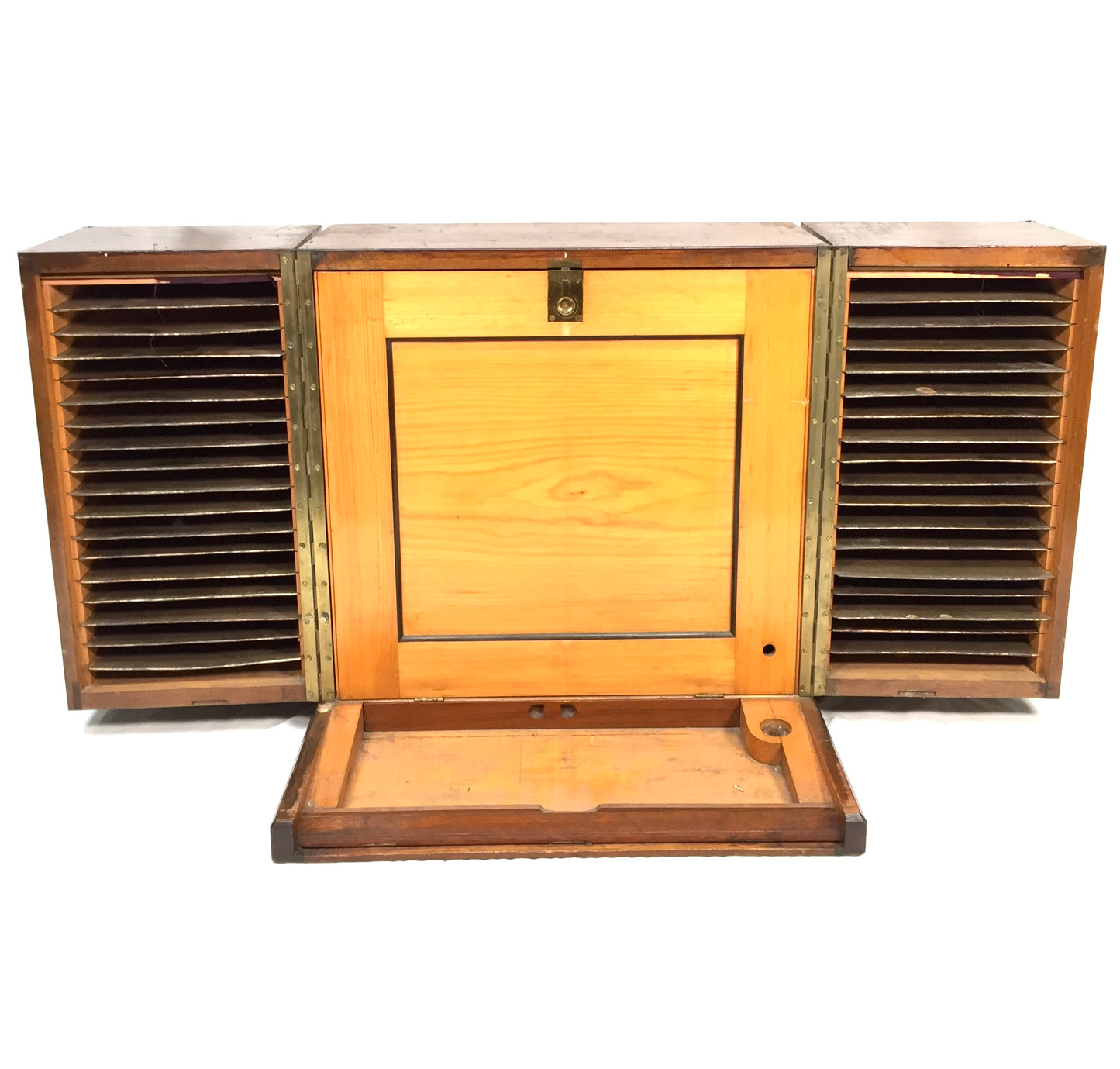Antique Wooden Tabletop Stationery Cabinet Writing Slope Filing Cabinet Box
