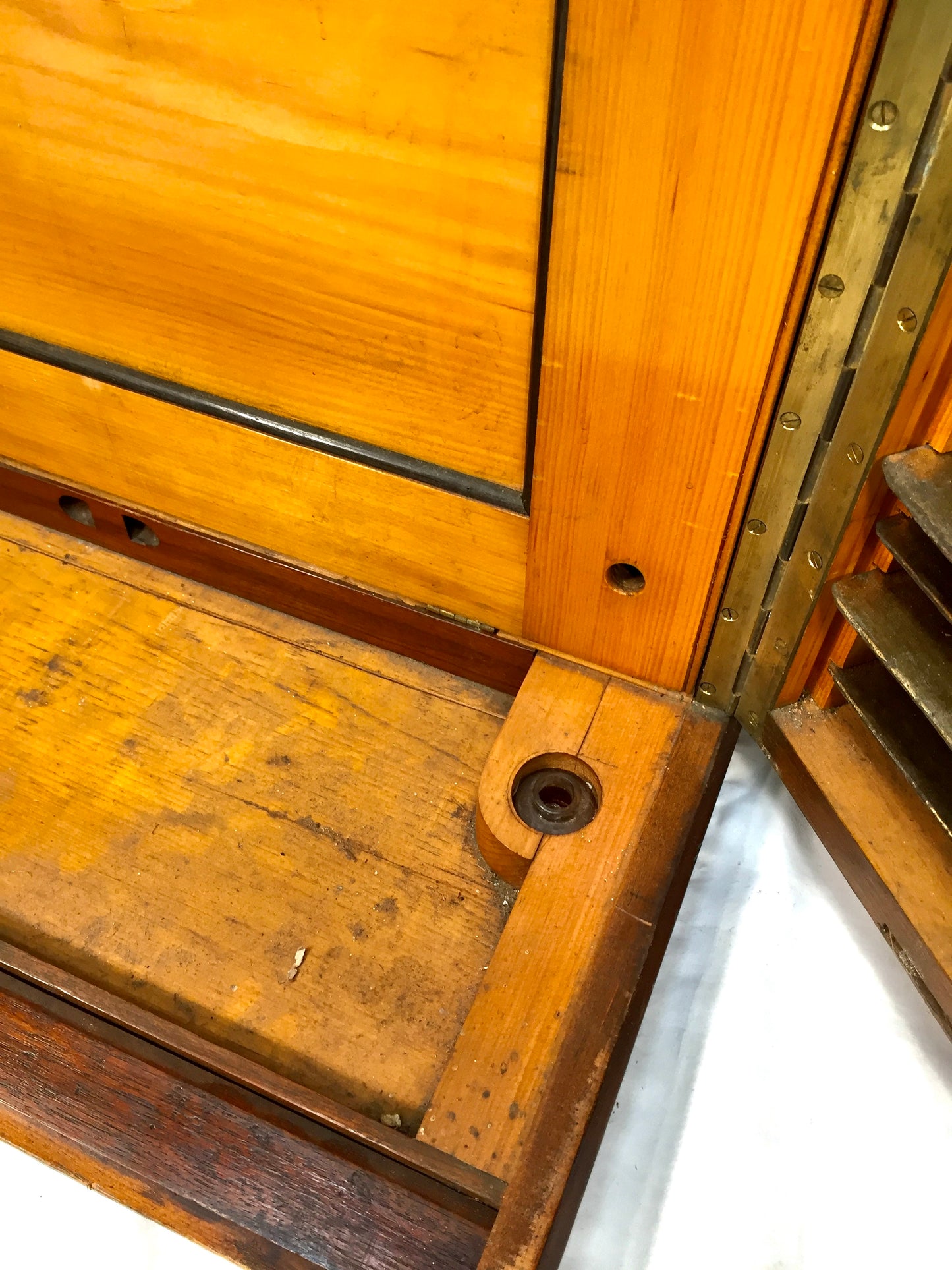 Antique Wooden Tabletop Stationery Cabinet Writing Slope Filing Cabinet Box