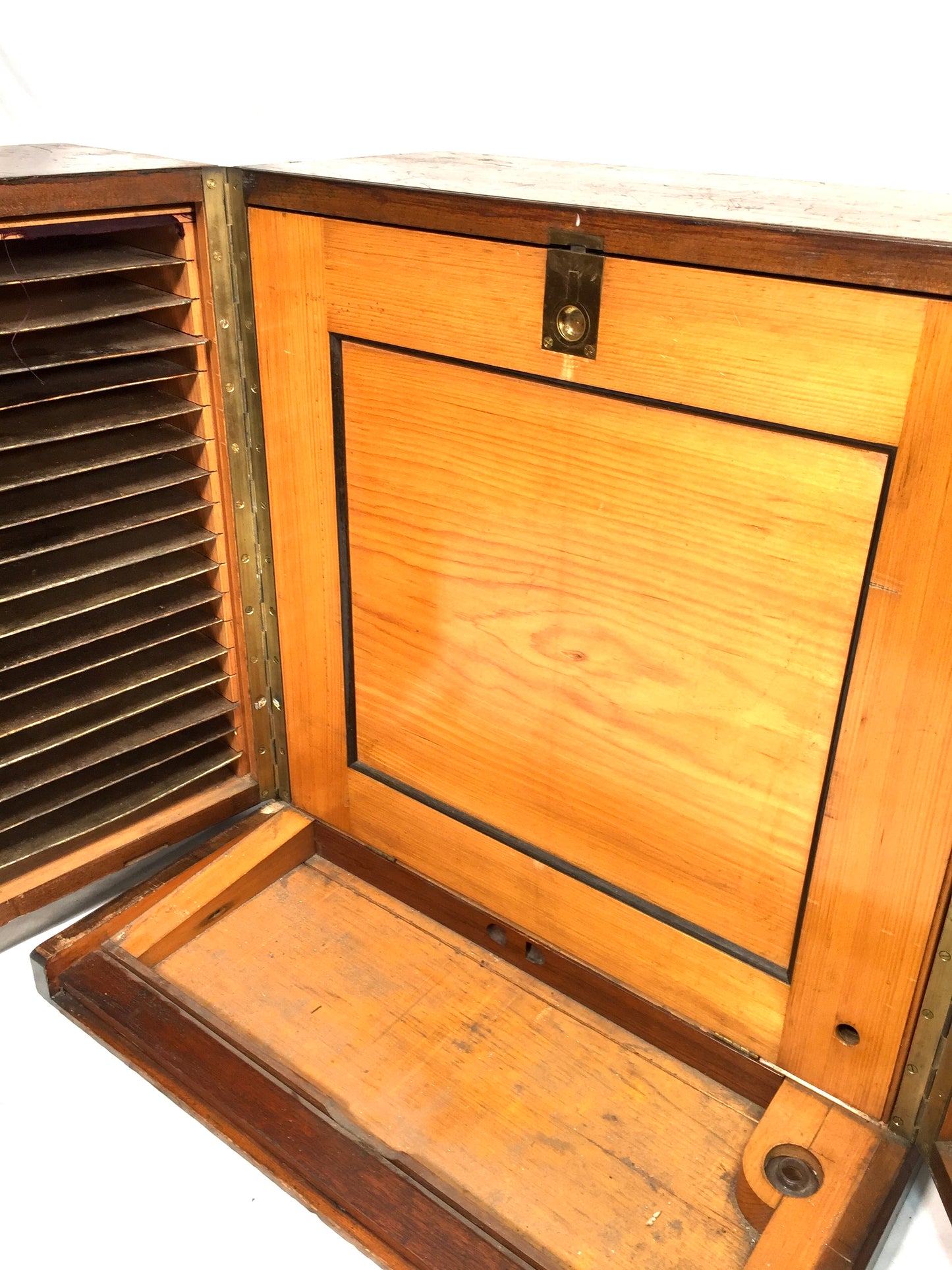 Antique Wooden Tabletop Stationery Cabinet Writing Slope Filing Cabinet Box