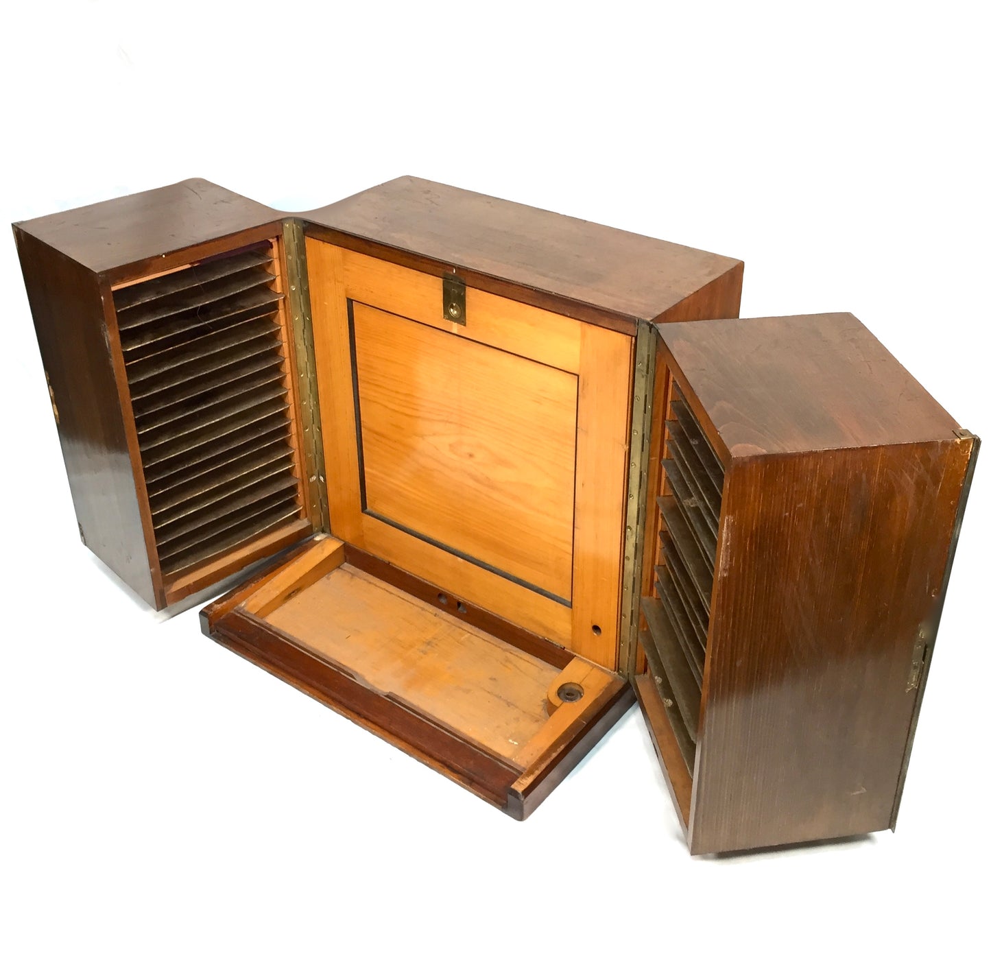 Antique Wooden Tabletop Stationery Cabinet Writing Slope Filing Cabinet Box