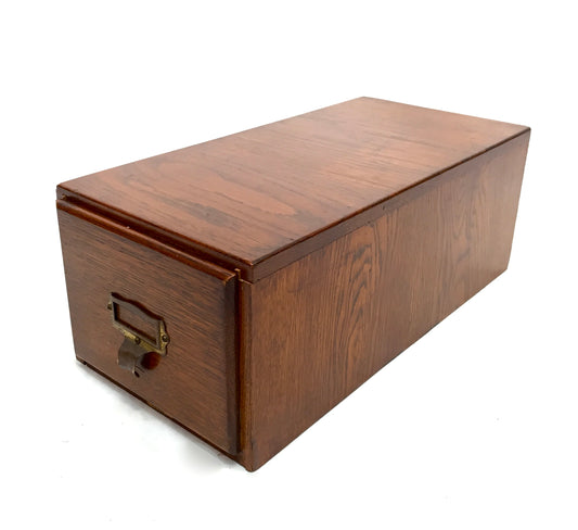 Antique Tabletop Wooden Index Card Advance Filling Drawer / Storage Box c.1930