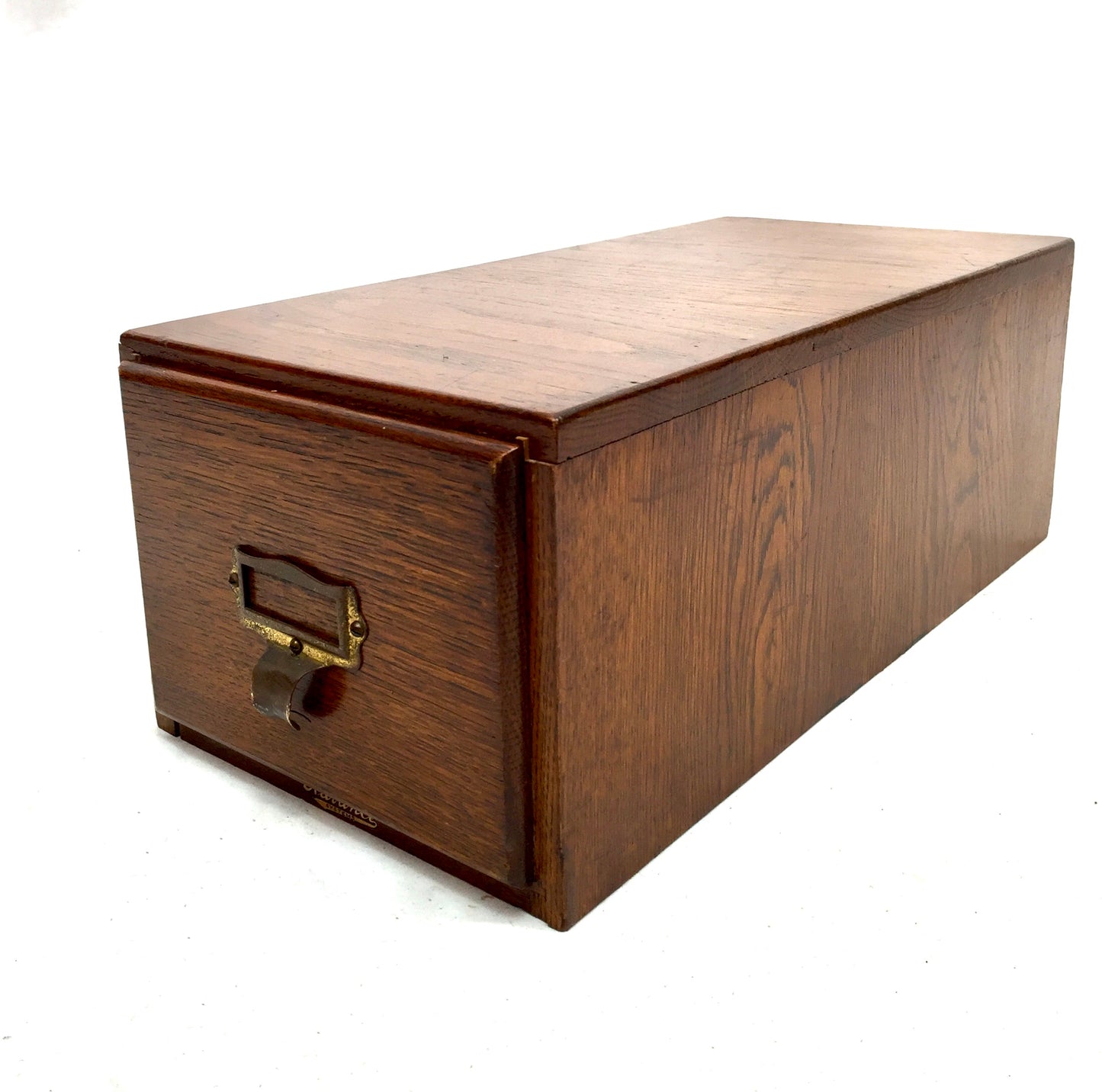 Antique Tabletop Wooden Index Card Advance Filling Drawer / Storage Box c.1930