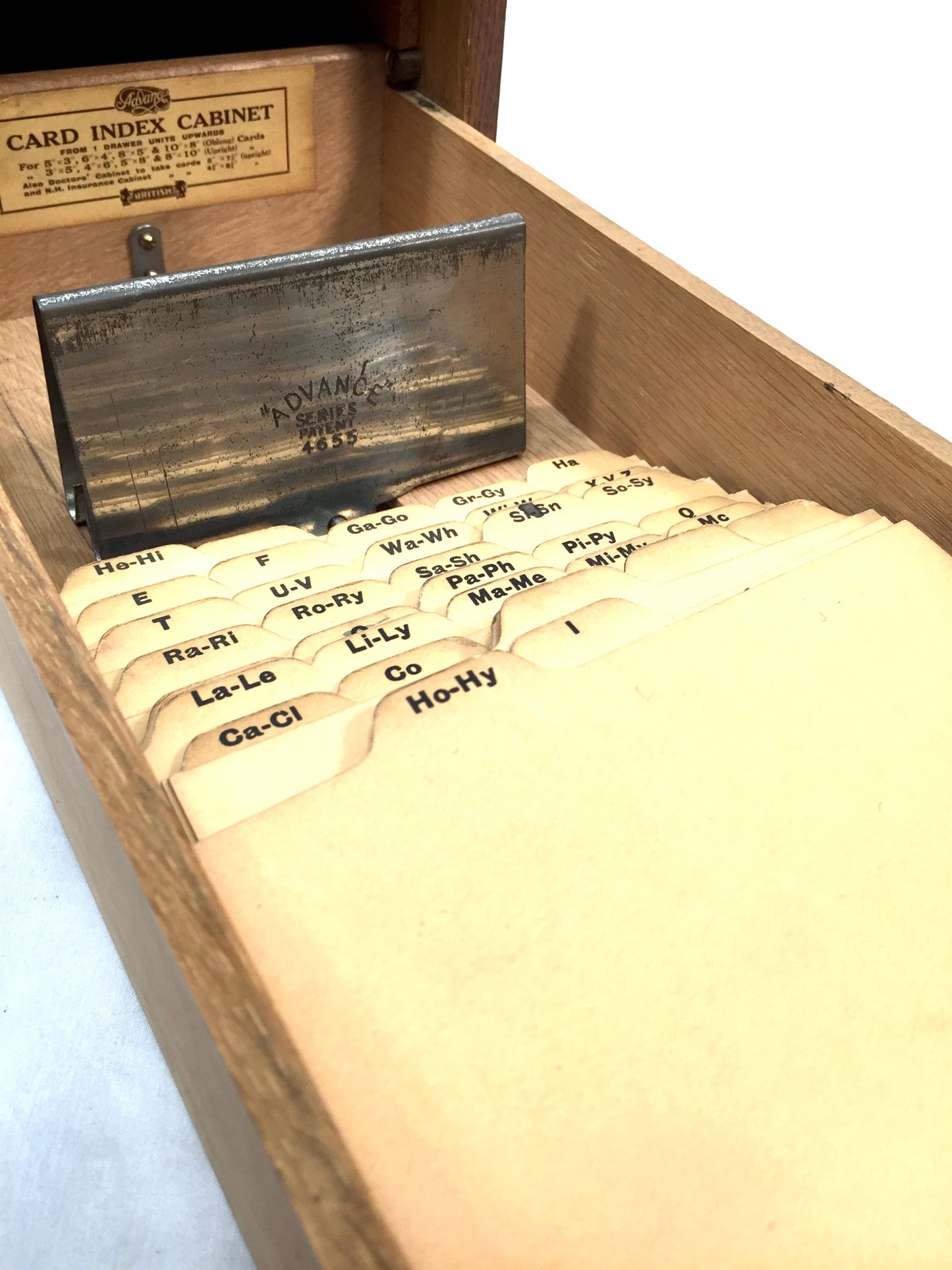 Antique Tabletop Wooden Index Card Advance Filling Drawer / Storage Box c.1930