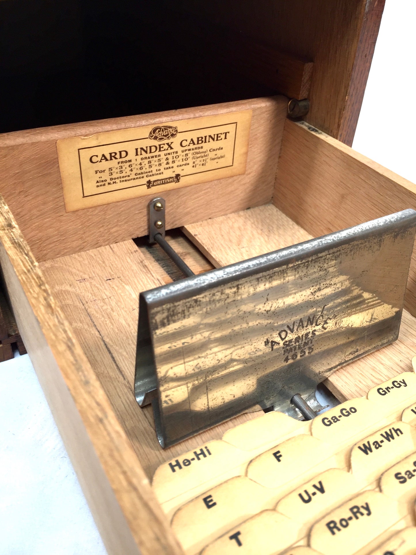 Antique Tabletop Wooden Index Card Advance Filling Drawer / Storage Box c.1930