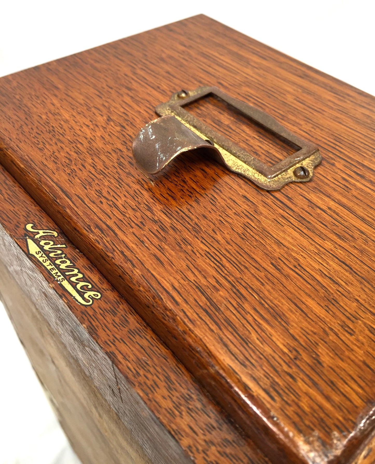 Antique Tabletop Wooden Index Card Advance Filling Drawer / Storage Box c.1930