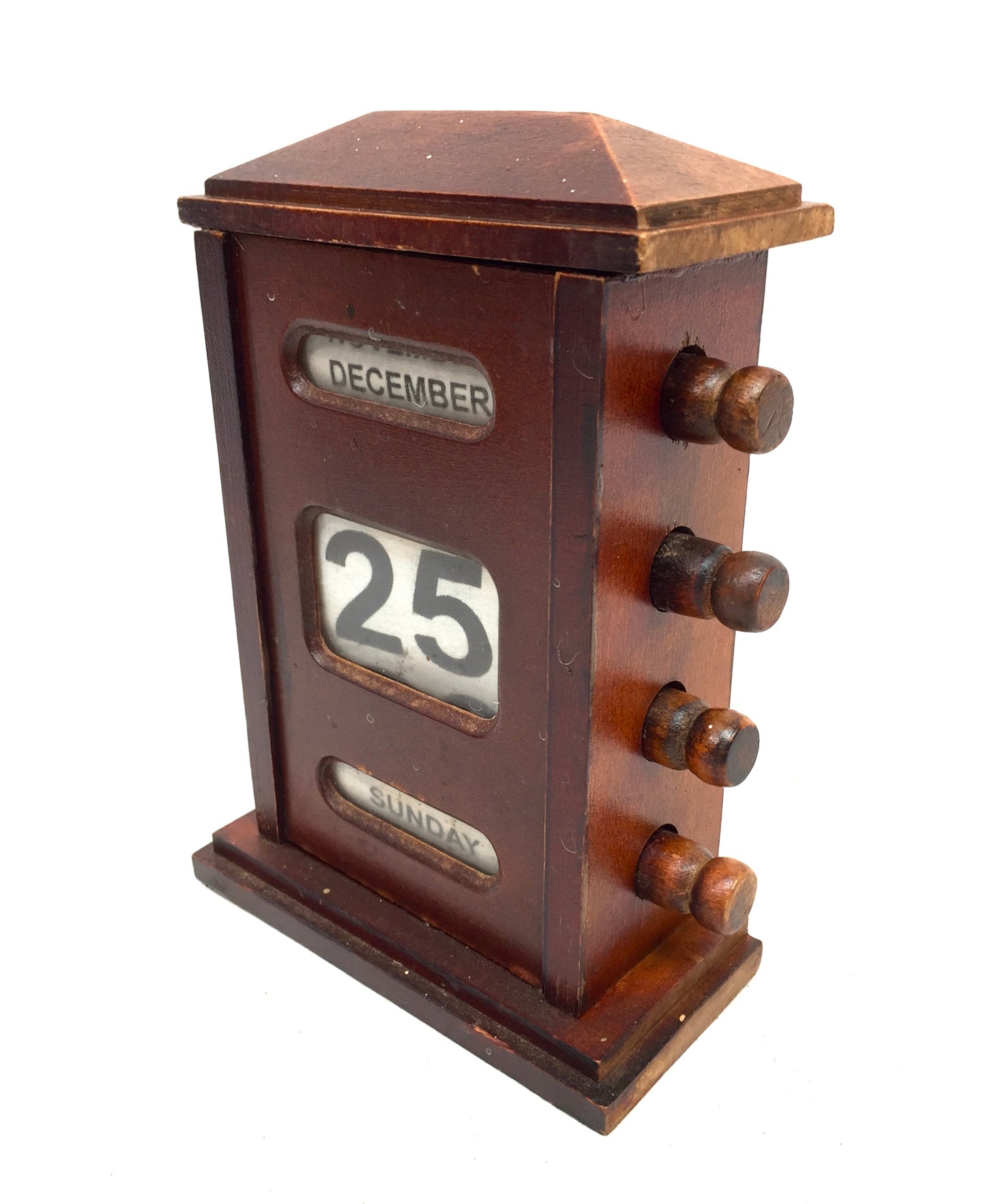 Antique Wooden Office Tabletop Perpetual Desk Calendar / Working c.1930 Art Deco