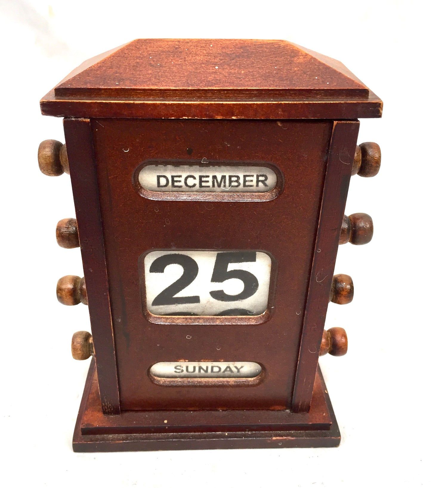 Antique Wooden Office Tabletop Perpetual Desk Calendar / Working c.1930 Art Deco