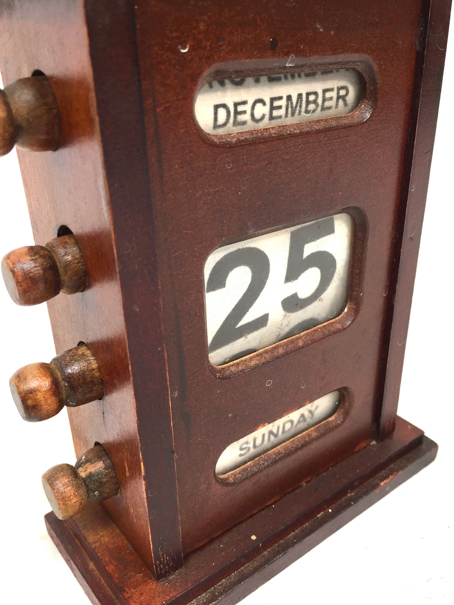 Antique Wooden Office Tabletop Perpetual Desk Calendar / Working c.1930 Art Deco